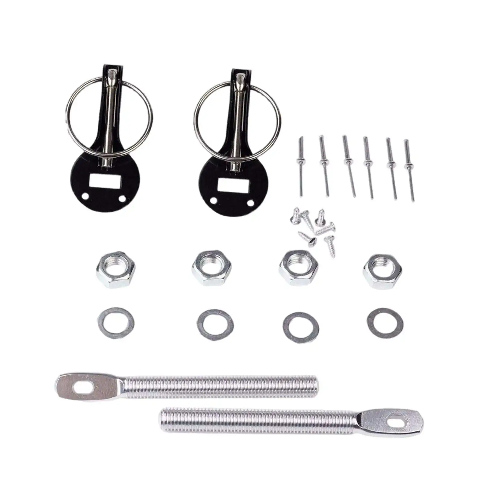 Universal Hood Pin Lock Kit Cylindrical Key Lock Metal Black Durable Hood Lock Latch Kit for Racing Car Safer Driving