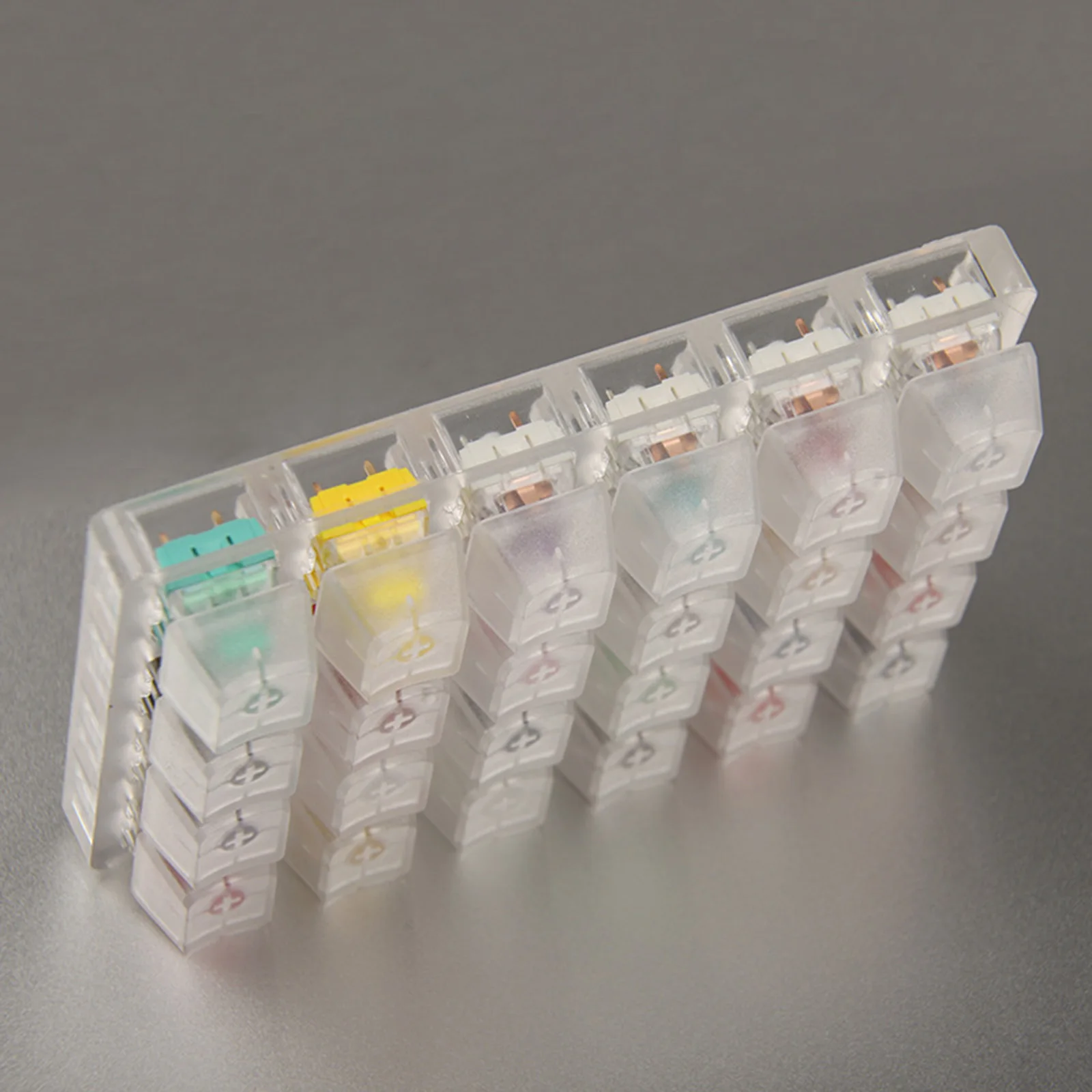 Acrylic 24-Key Clear Switches Tester for Mechanical Keyboard, with Acrylic Base Blank Keycaps