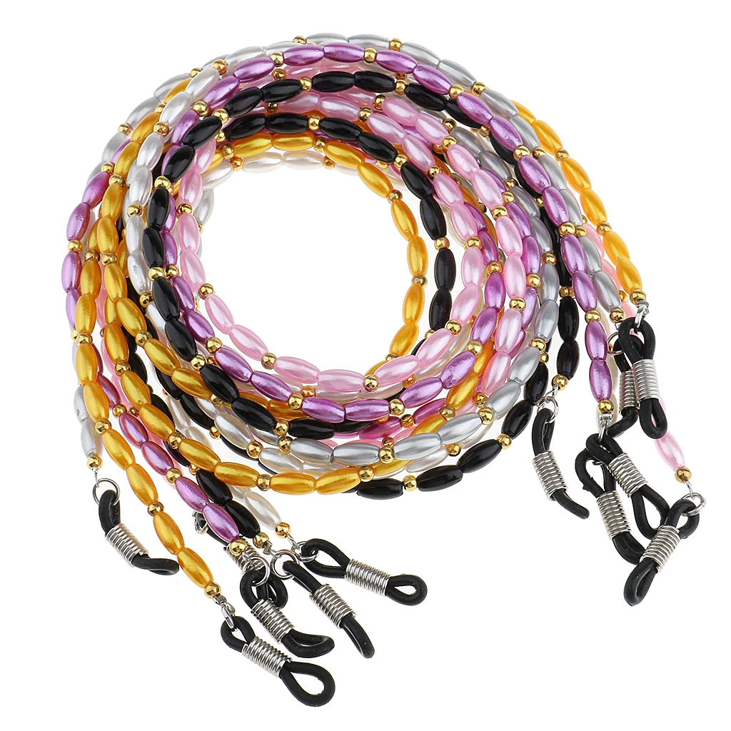 6pcs Eyeglass Chain Sunglass Holder Strap Neck Cord Lanyard Necklace Beaded