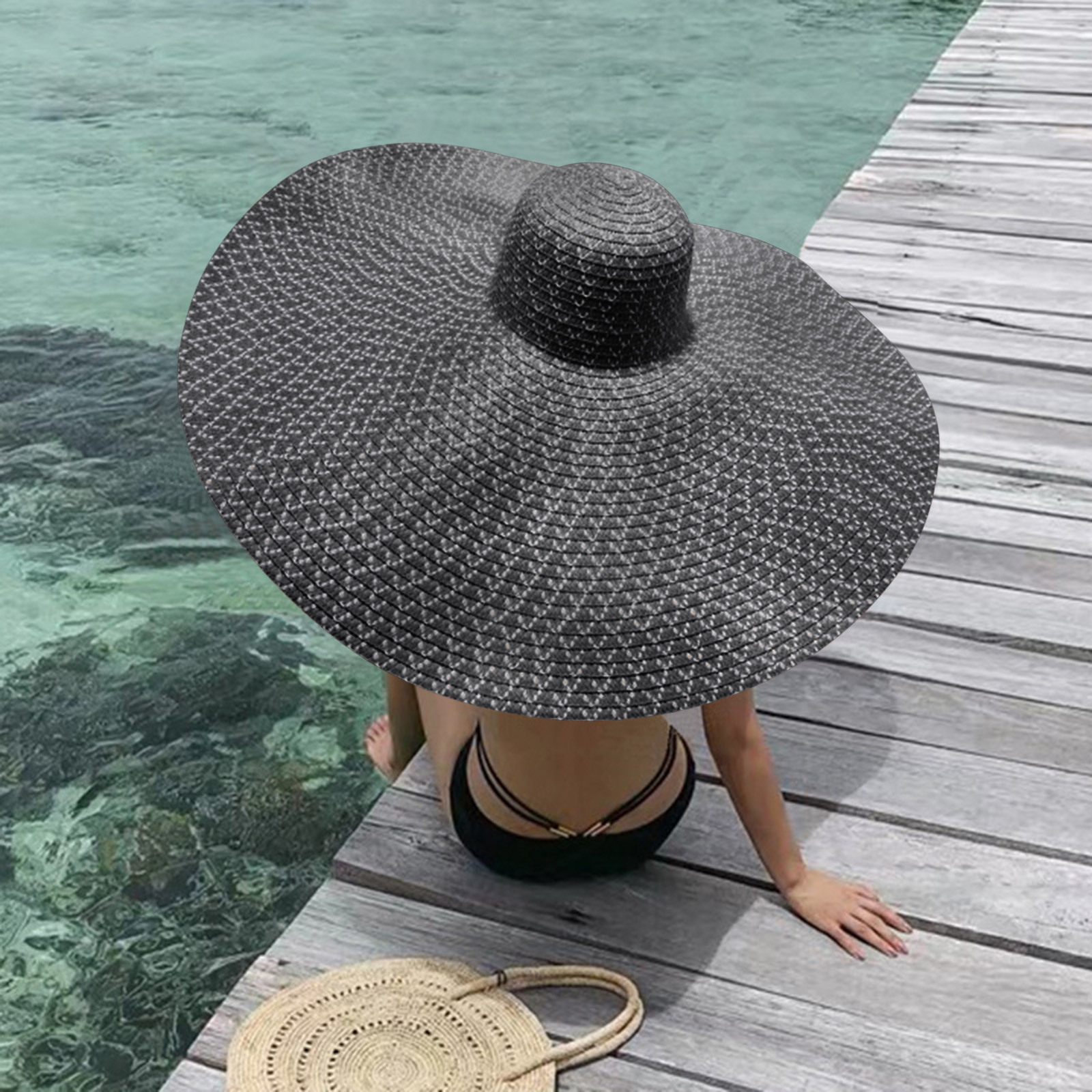 25CM Large Wide Brim Straw Hat Women 