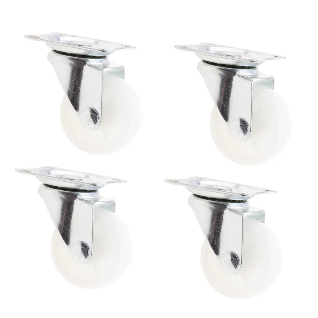 4 x Heavy Duty 40mm PP Swivel Castor Wheels Trolley Furniture Caster White Wear-Resistant, Smooth, Silence