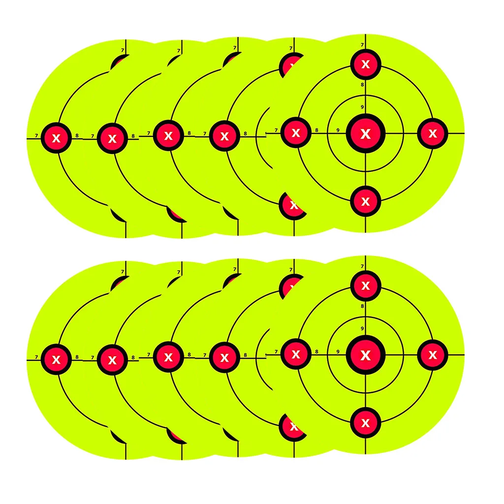 10-piece 7.9` Fluorescent Green Target Sticker Label SUPER HIGH VISIBLE