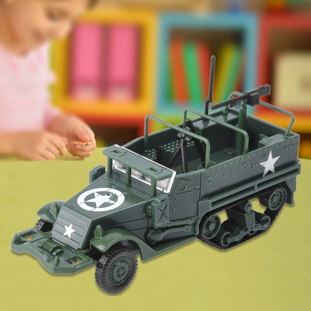 1:72 Classic Half Track Armored Vehicle Model Toys Vehicle Static Model Kits for Children Education