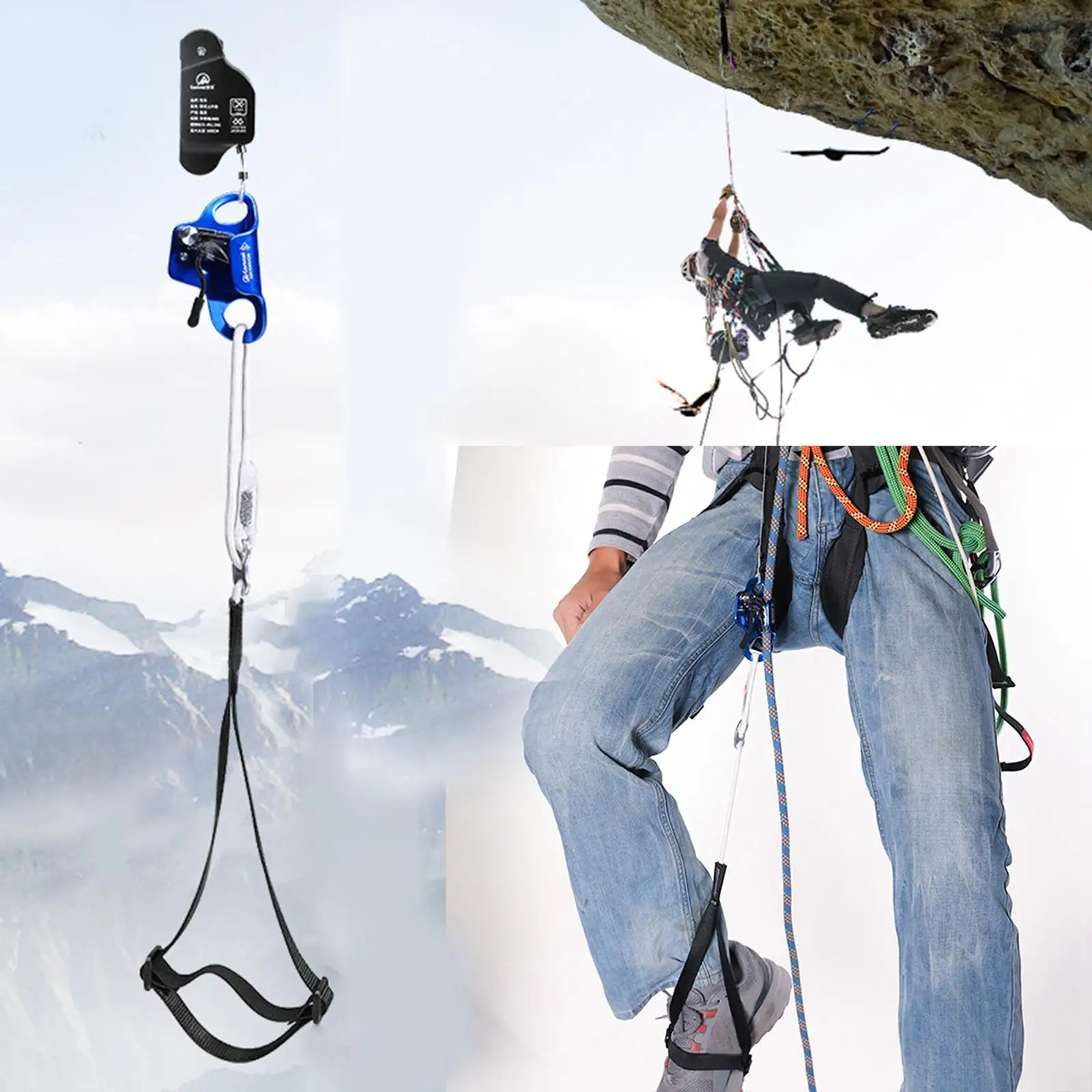Premium Foot Ascender Rock Climbing Feet Ascender Riser Mountaineering Climbing Rope Safety Gear Equipment