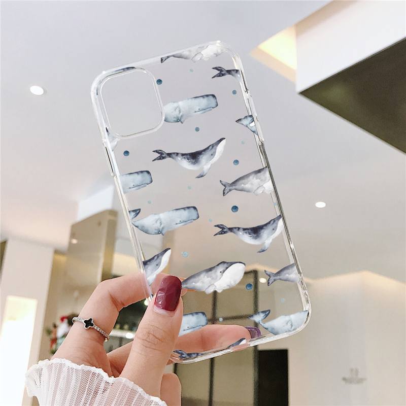 killer whale Phone Case for iPhone 11 12 13 pro XS max mini 6 6s 7 8 plus X XR SE2020 Samsung A 51 50 52 Transparent cover funda iphone 13 pro max case clear