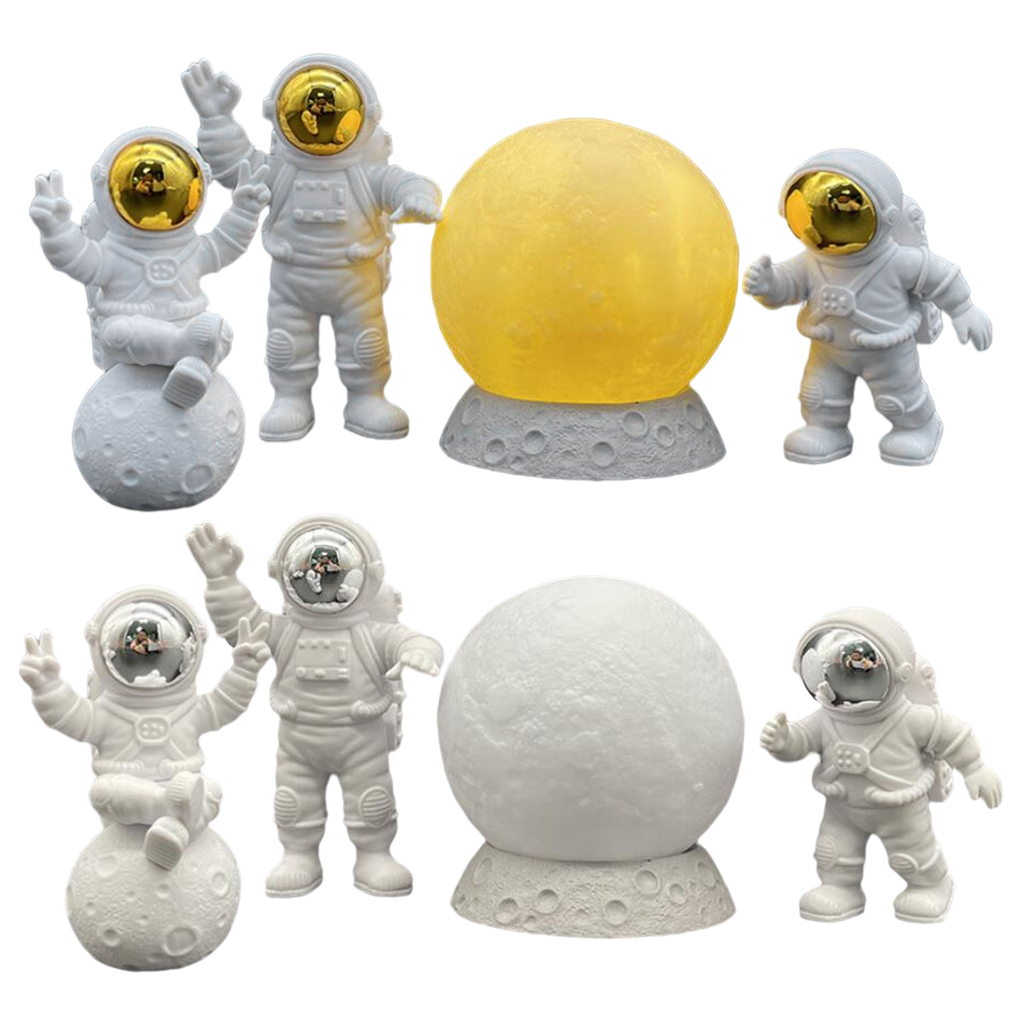 Nordic Astronaut Figurines Decor Model Cake Topper Spaceman Statue Sculpture Kids Boys Gifts