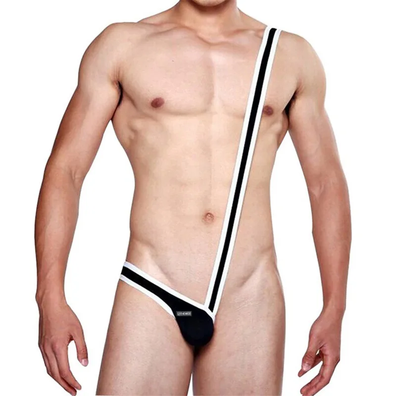 cotton boxers for men Sexy Lingerie Mankini Bikini Underwear Men Erotic One-Piece G-String Thongs One Shoulder Straps Jumpsuit T Back Club Costume t string panties