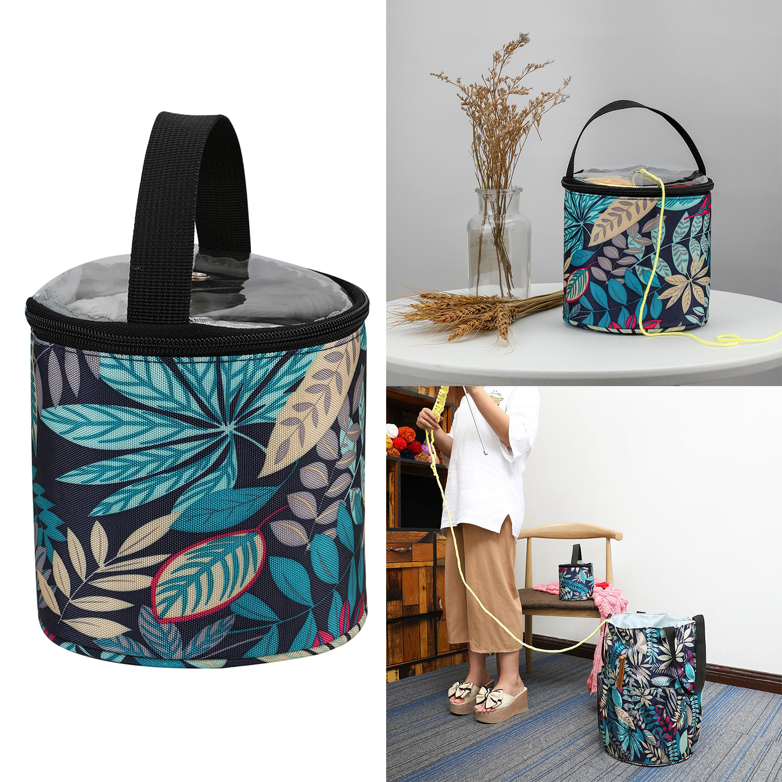 Travel Yarn Storage Bag, Knitting Organizer Tote for Protect Yarn and Prevent Tangling Knitting Accessories with Hole for Home