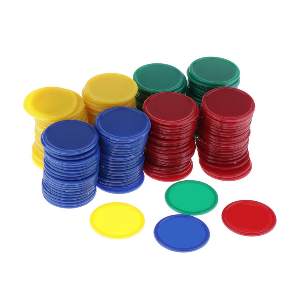 Set of 160 1.1 Inch Opaque Plastic Learning Counters Mini Poker Chips Game Tokens with Storage Box