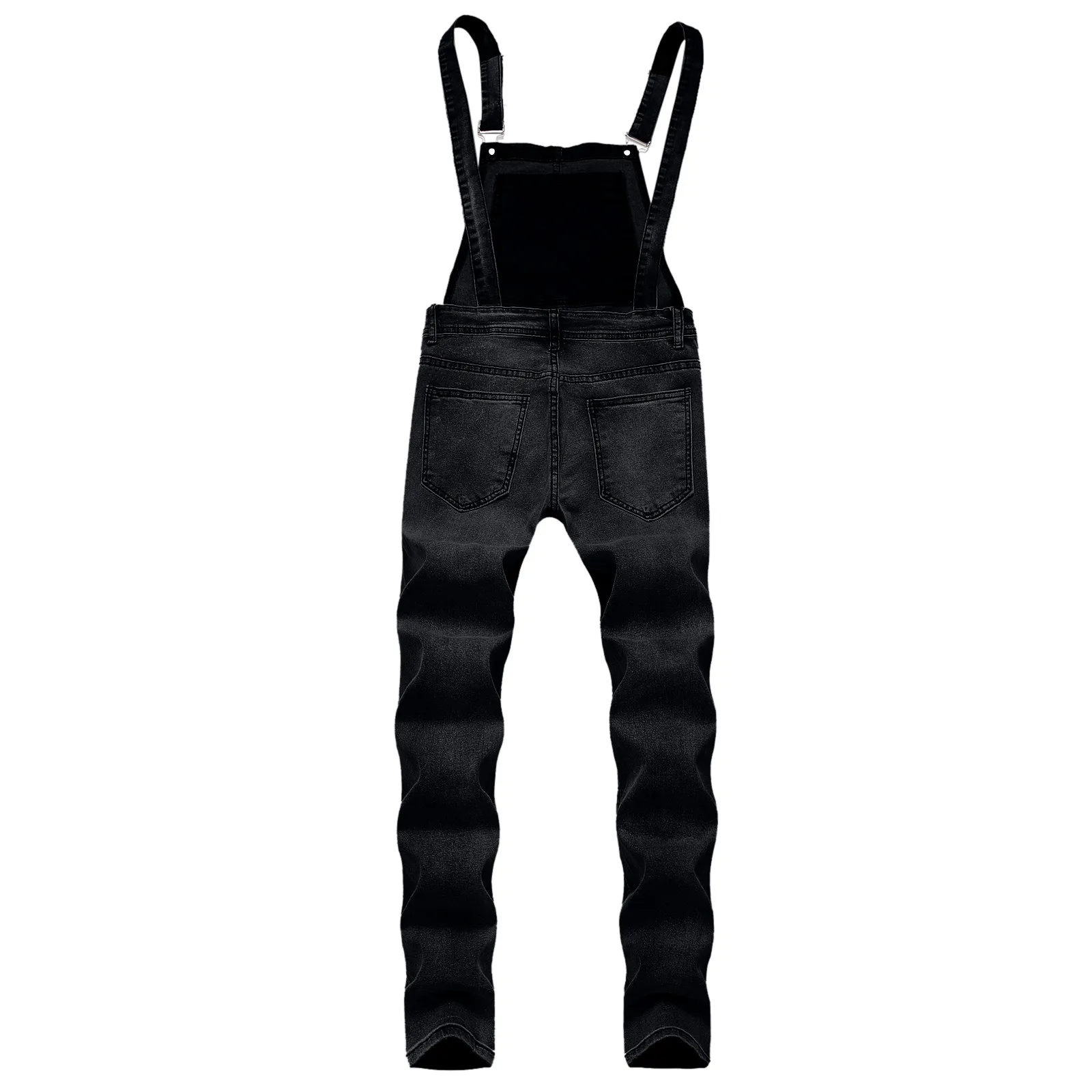 Macacão jeans rasgado masculino, streetwear suspensor, plus