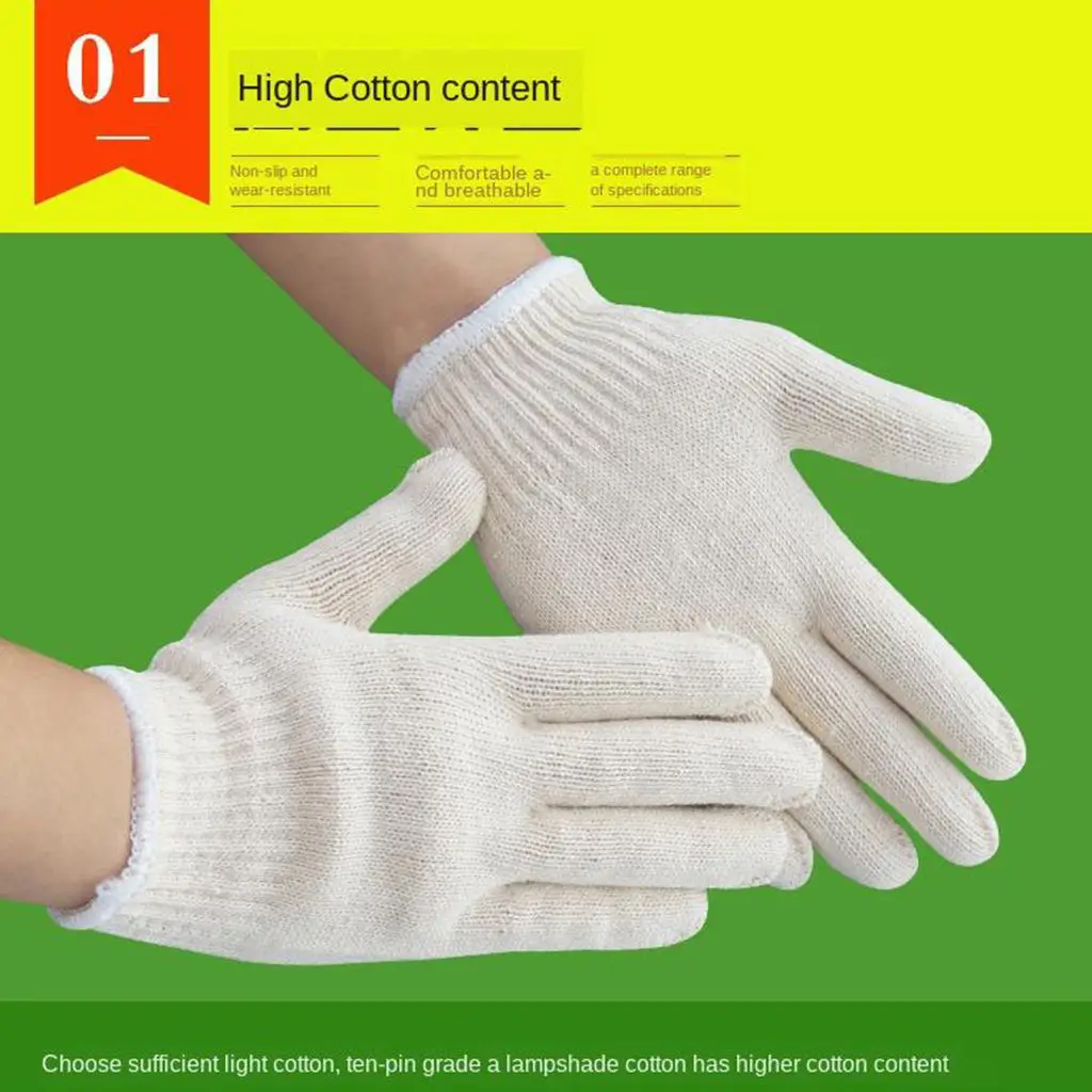 12 Pairs of Unisex Cotton Gloves Washable Reusable Jersey Gloves