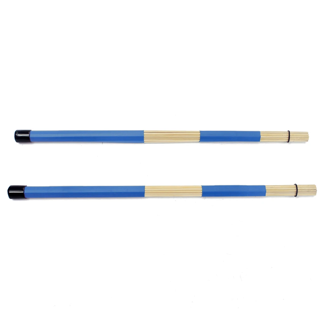 1 Pair Bamboo Rod Drum Brushes Sticks For Jazz Folk Music Blue