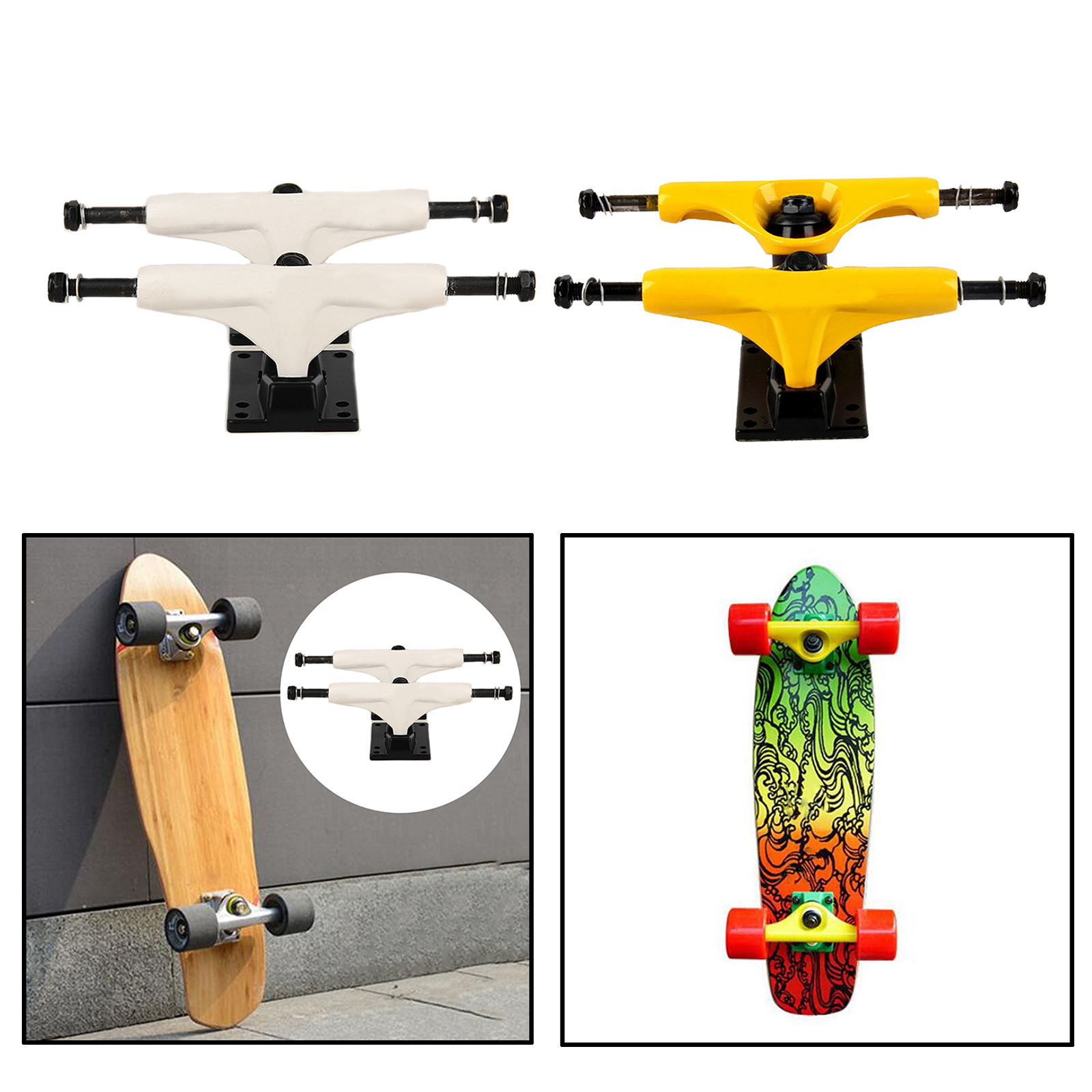 2 Pieces 5 inch Aluminium Alloy Longboard Skateboard Trucks Impact Resistance High Strength