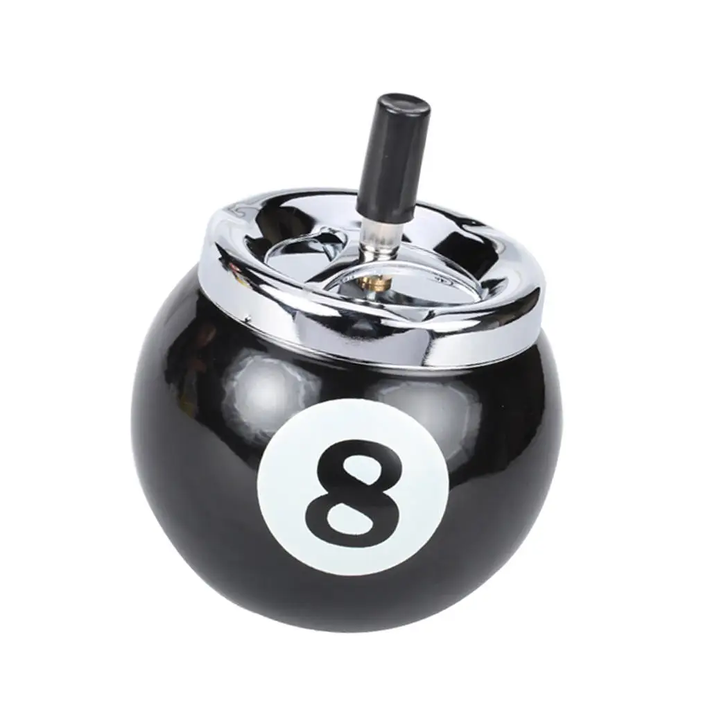 Novelty Home Car Metal Push Button Pool Billiard Ball Shape  Ashtray Holder