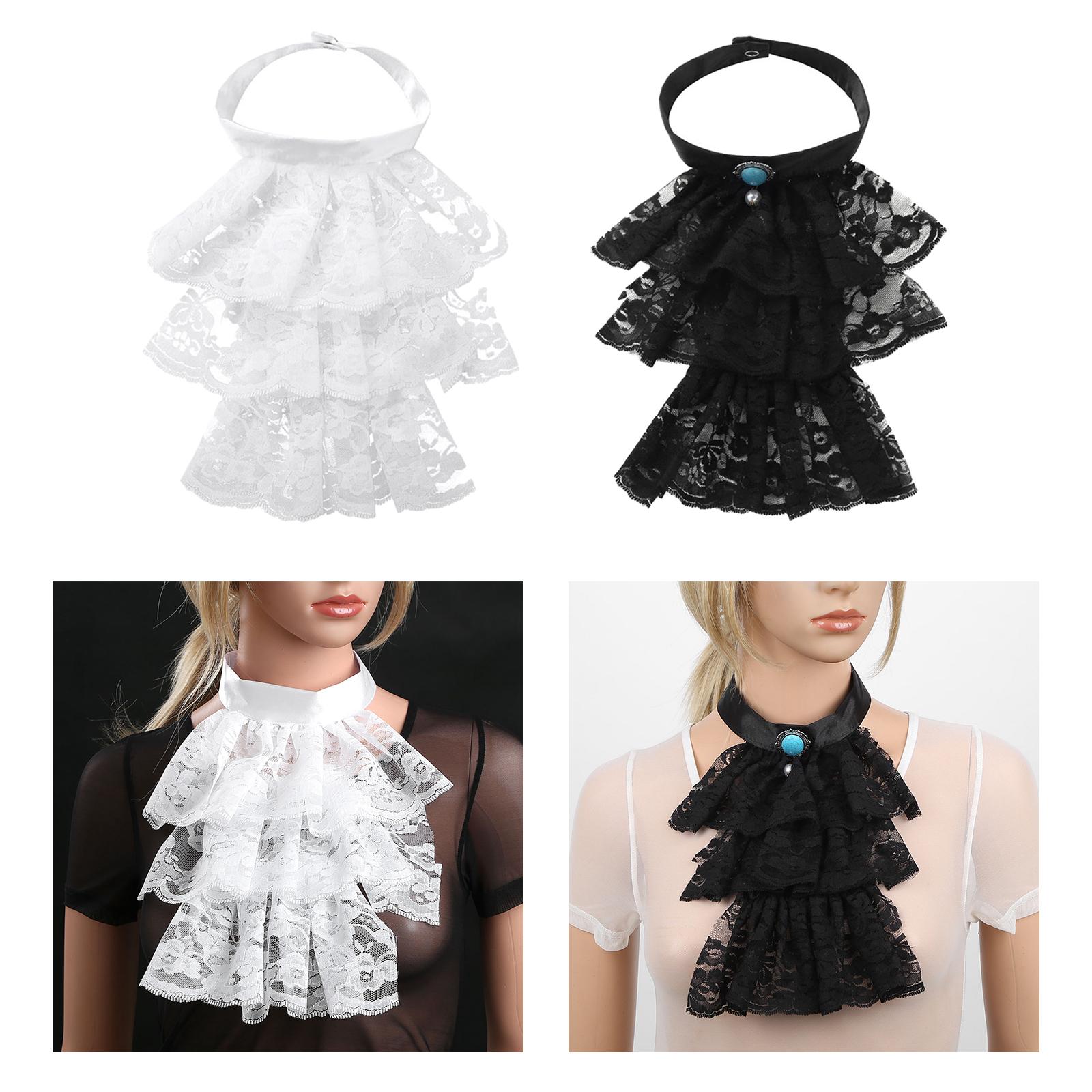 Women Lace Necktie Victorian Steampunk Collar Ruffle Fake False Collar Half Shirt Blouse