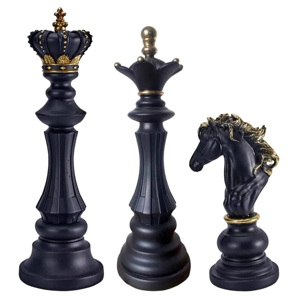 Resin International Chess Statue Figurines Ornament King Queen Knight Crafts