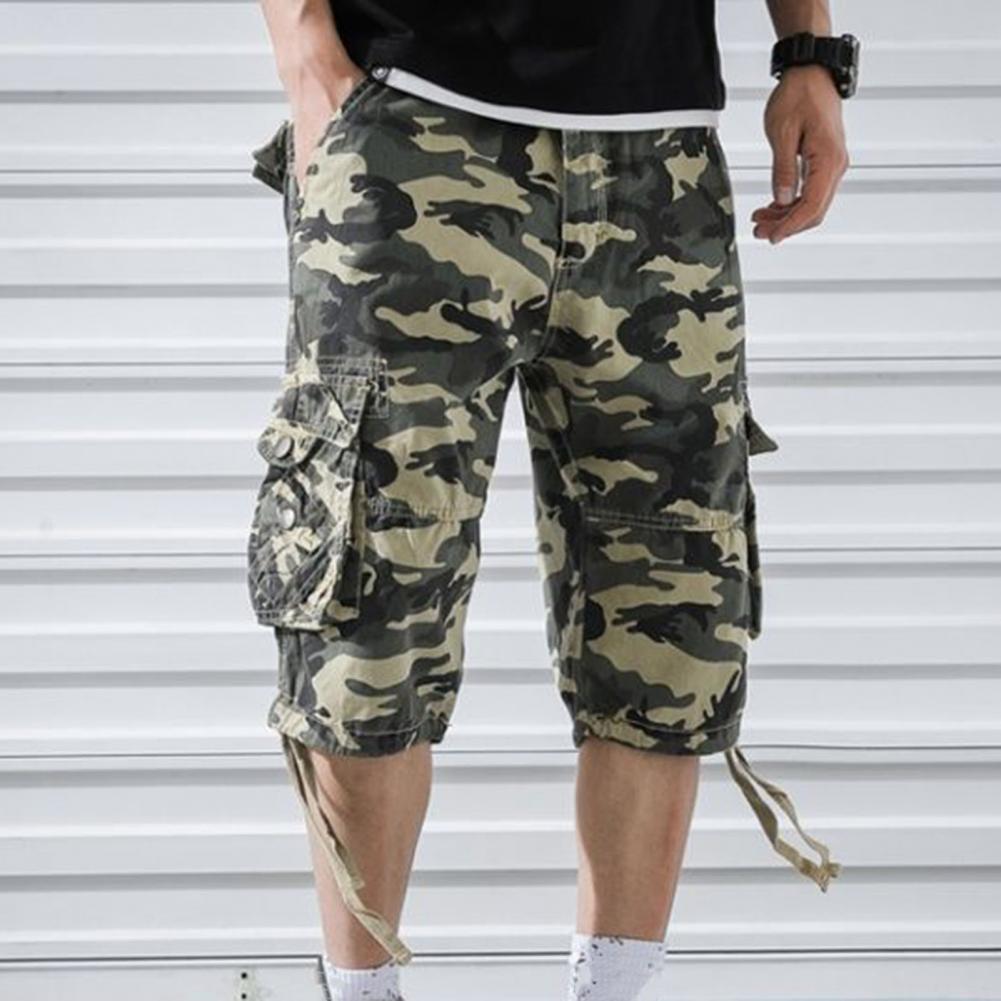 Men Camouflage Print Shorts Knee Length 