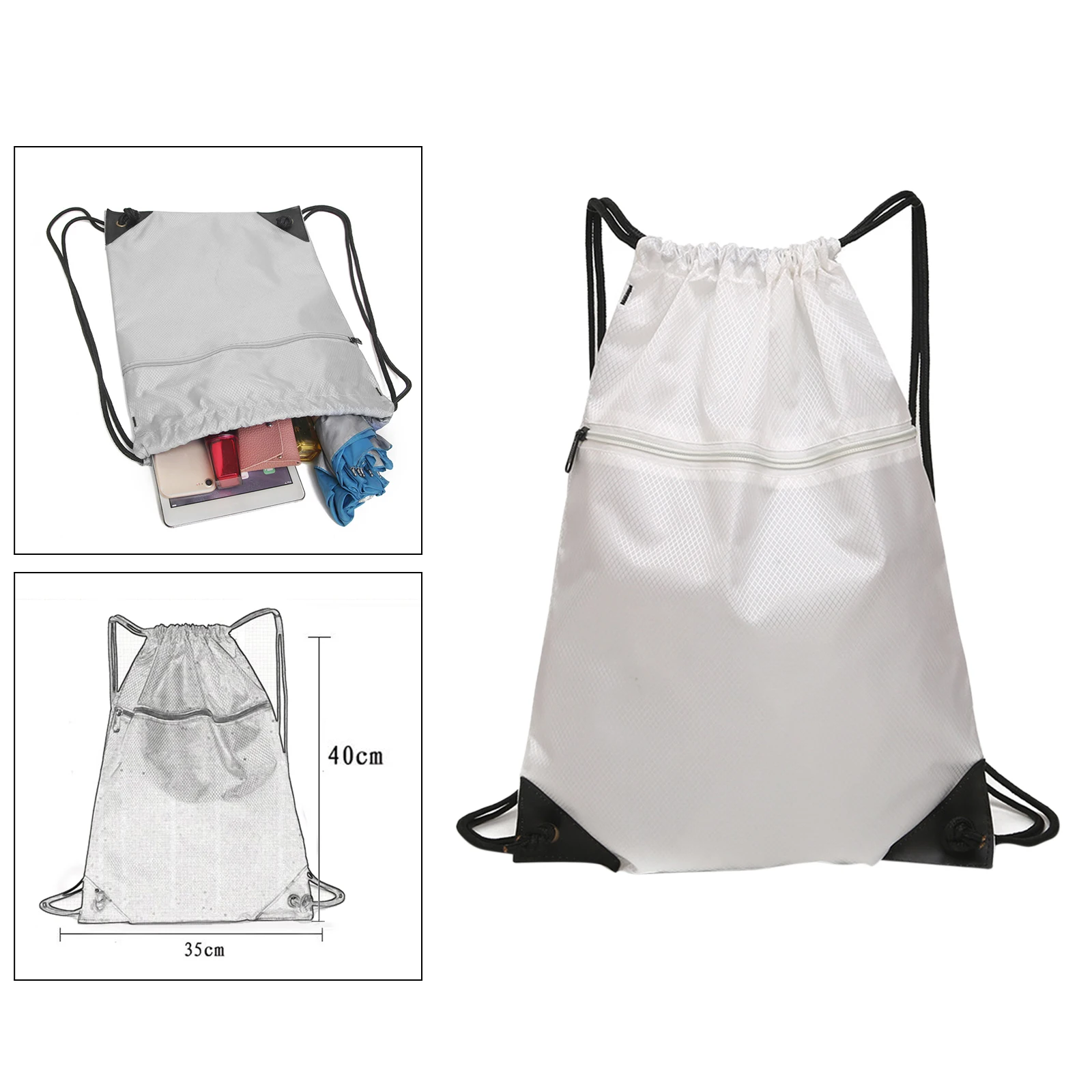 Drawstring Backpack String Bag Sackpack Cinch Water Resistant Nylon for Gym Shopping Sport Yoga 