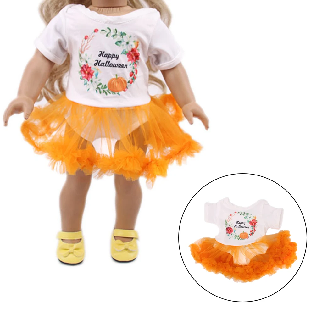 Exquisite Dolls Clothes Dress Clothing Halloween Dress for 18 inch Doll Pumpkin Skirt Party Dresses No Doll
