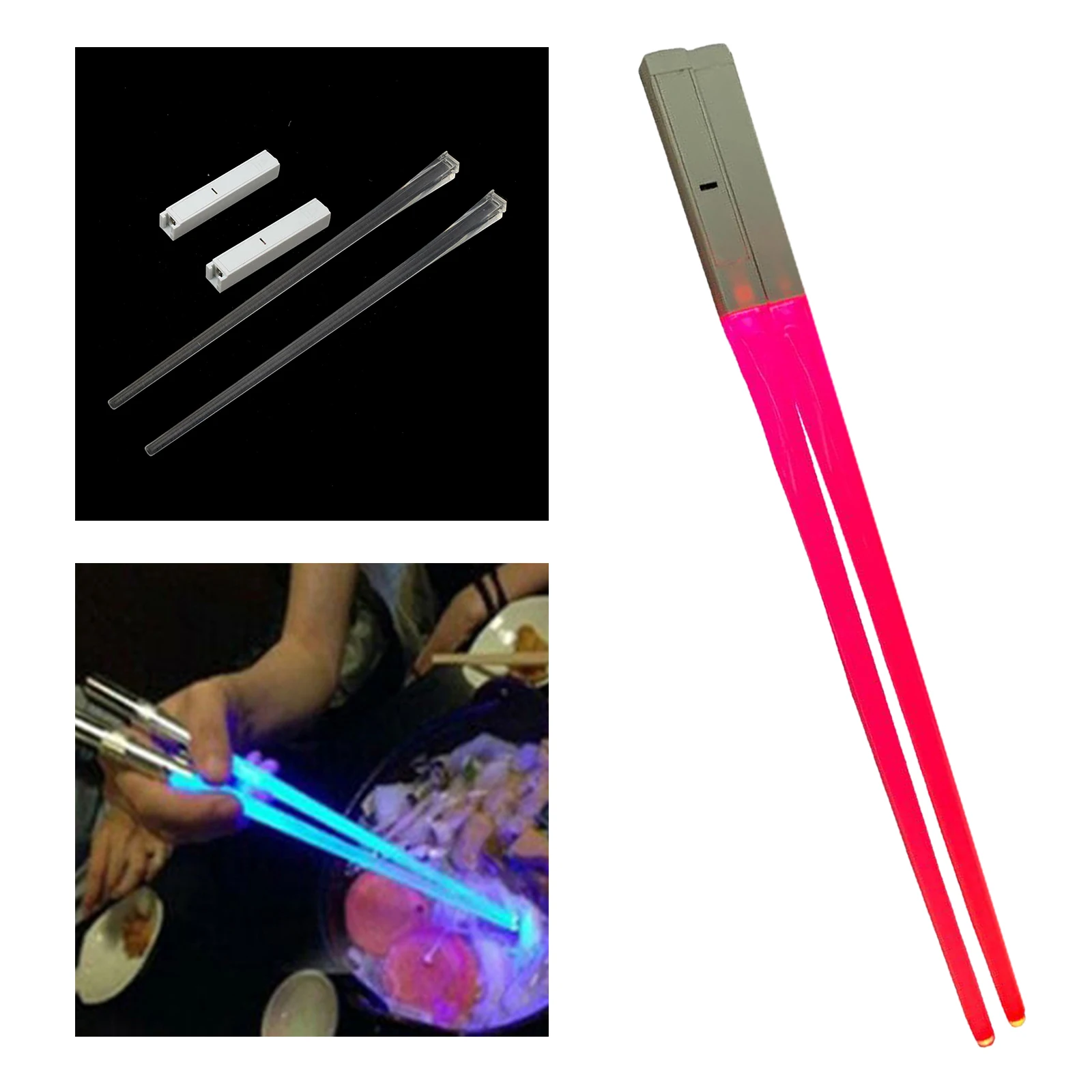 1 Pair of Light Up LED Lightsaber Chopsticks Durable Lightweight Portable BPA Free and Food Safe
