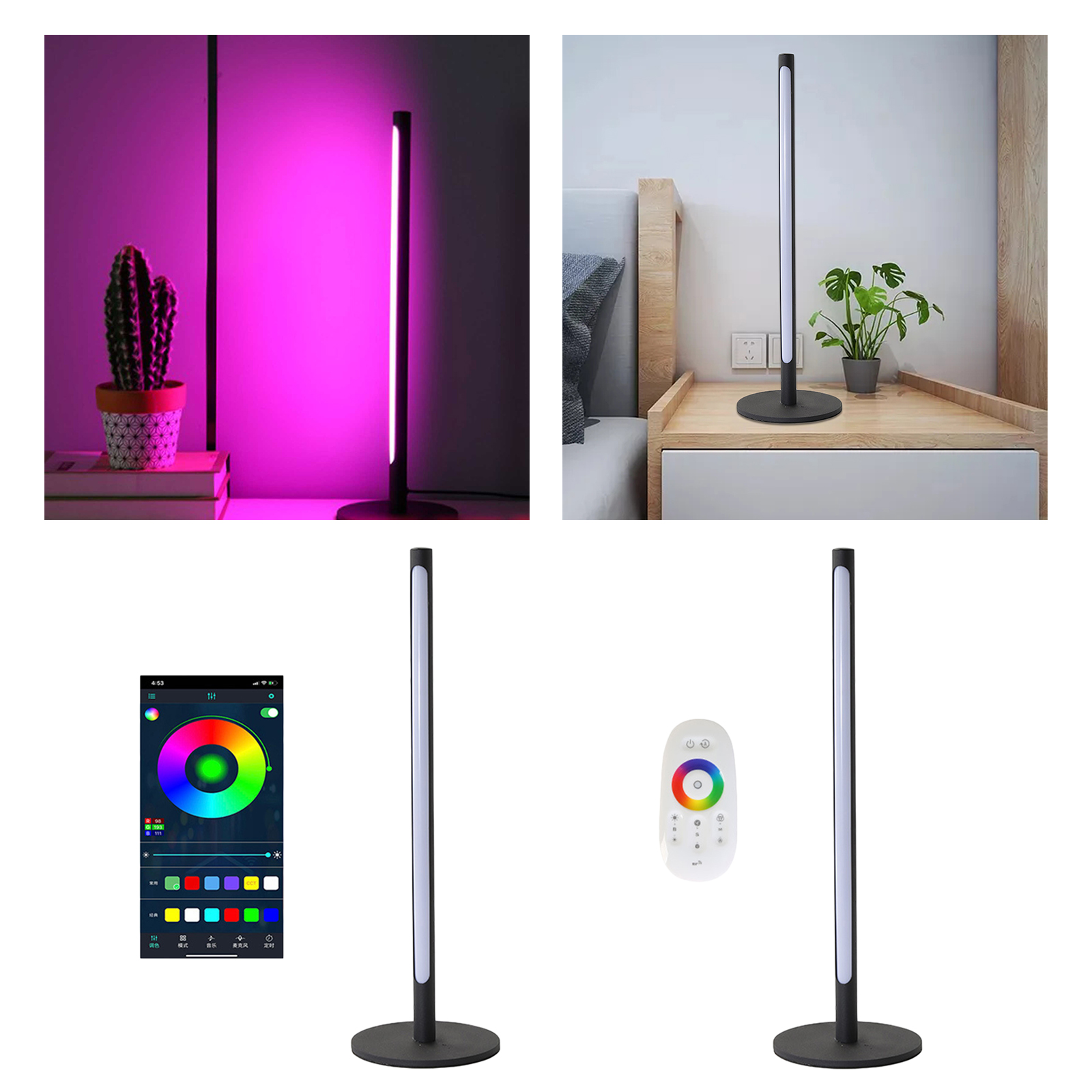 Table Lamp RGB Color Changing Dimmable for Living Room Bedroom Bedside