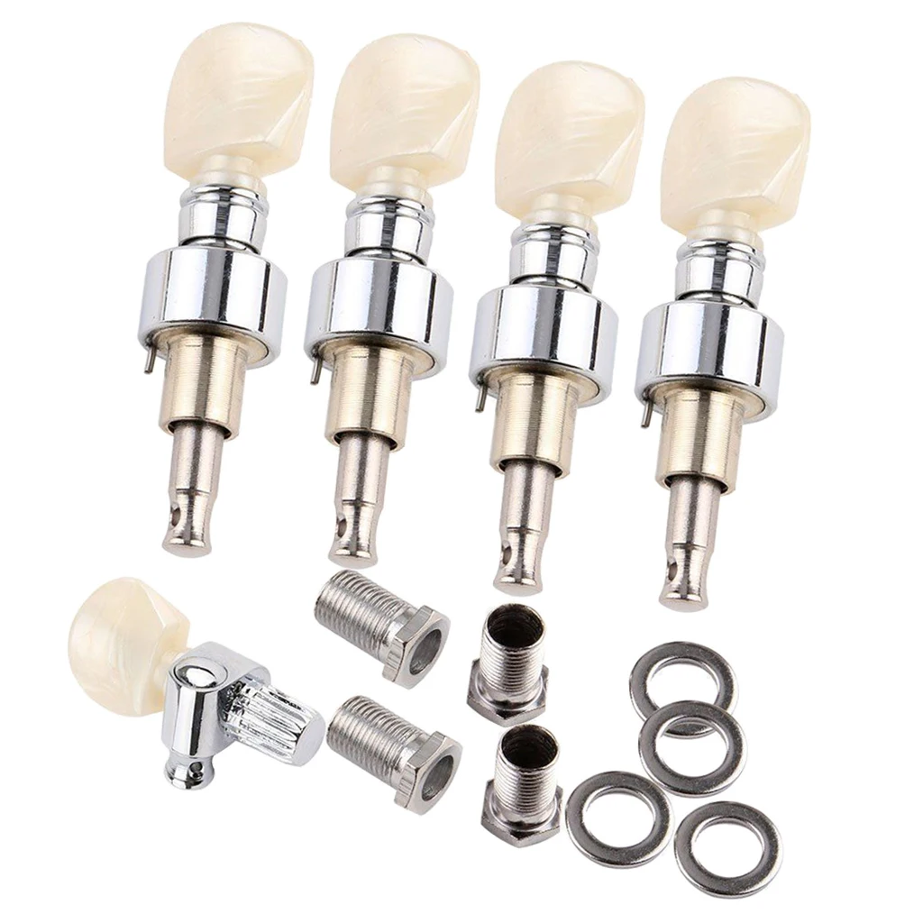 5Pcs 5 String Banjo Replacement Peg/Key Pearled Machine Head Square Button Tuning Tuner Machine Heads