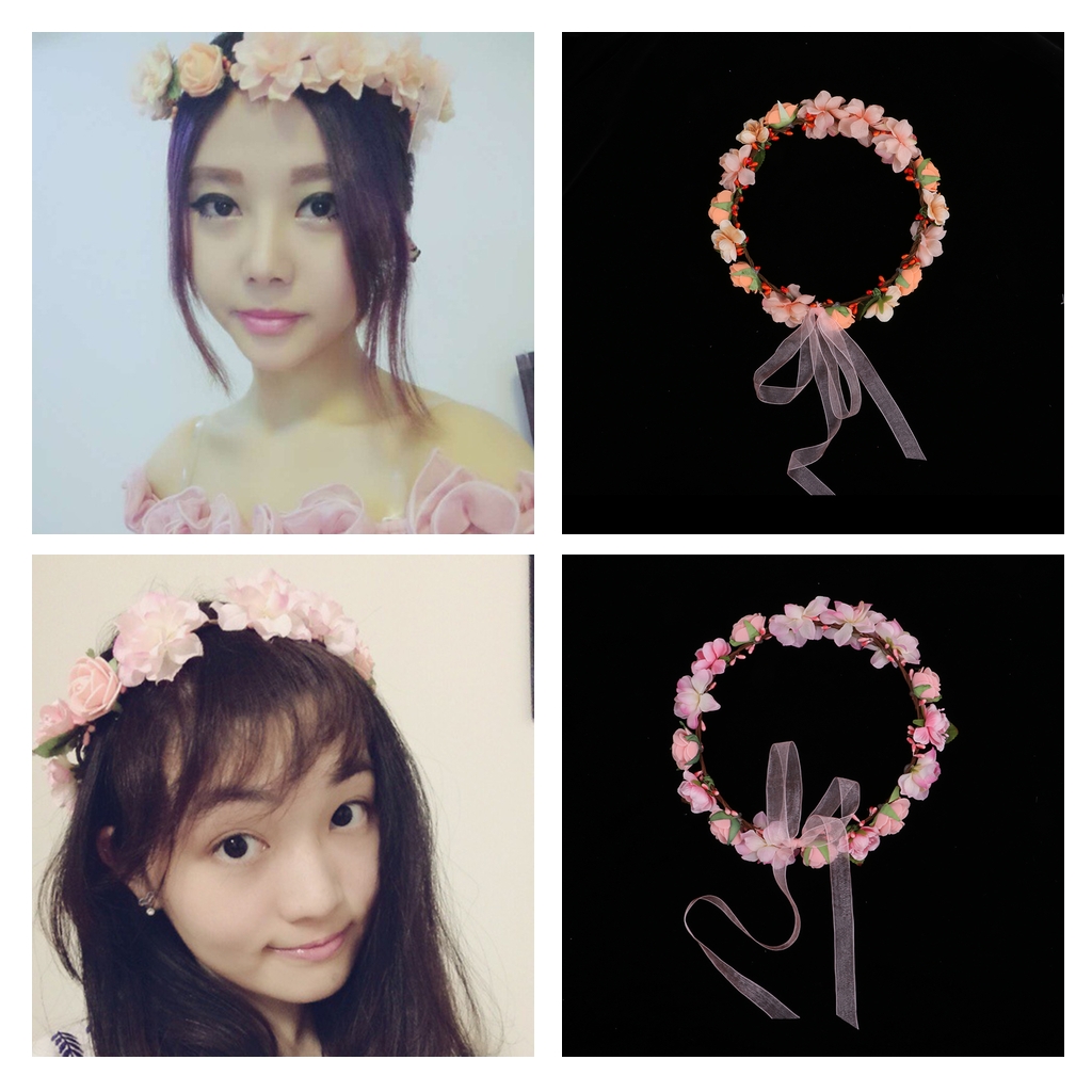 Floral Crown Headband Wedding Garland Bridal Floral Wreath Hairband for Women Girl Hair Decoration