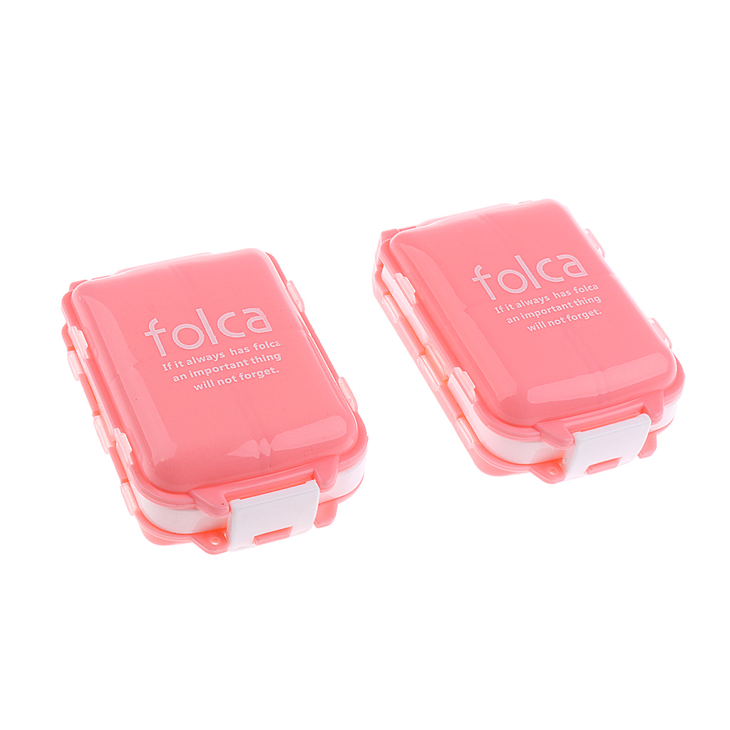 2 Pieces 8 Slots Portable Tablet Holder Organizer Case Pill Box