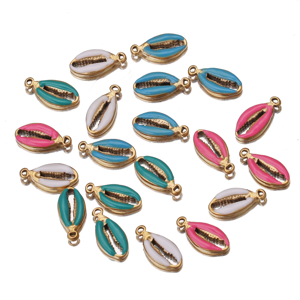 5pcs Stainless Steel Enamel Conch Sea Shell Charms Ocean Pendants Starfish Anklet Bracelet Necklace DIY Jewelry Designer Charms 5pcs Stainless Steel Enamel Conch Sea Shell Charms Ocean Pendants Starfish Anklet Bracelet Necklace DIY Jewelry Designer Charms