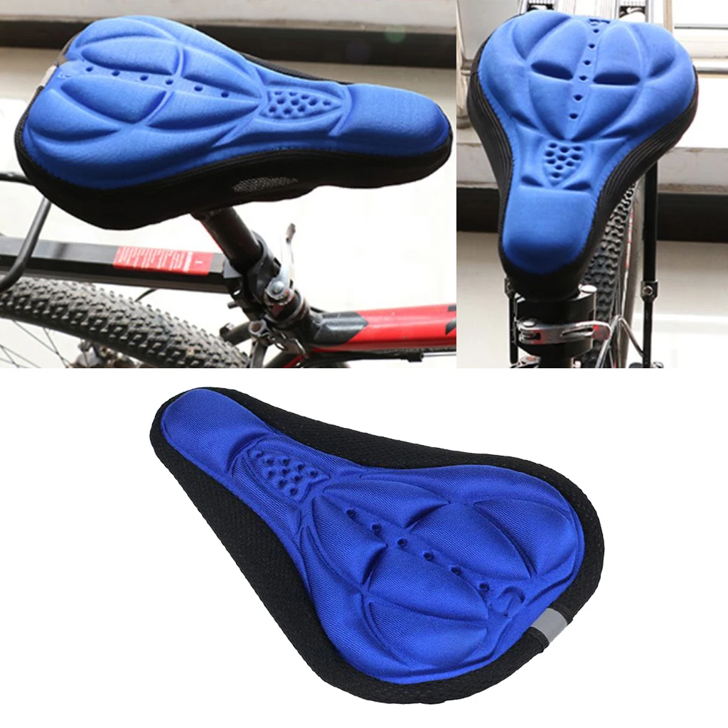 Bike Bicycle 3D Silicone Saddle Seat Pad Ultra Soft Thickened Gel Cycling Bike Seat Cover Cushion Red