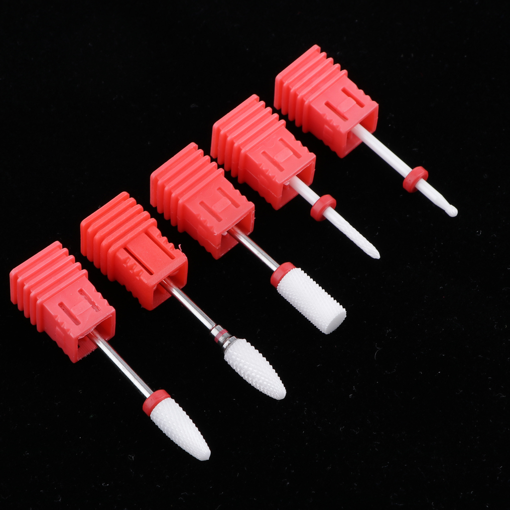 5pcs Ceramic Nail Drill Bits Set, Manicure Pedicure Grinding Head 3/32 inch