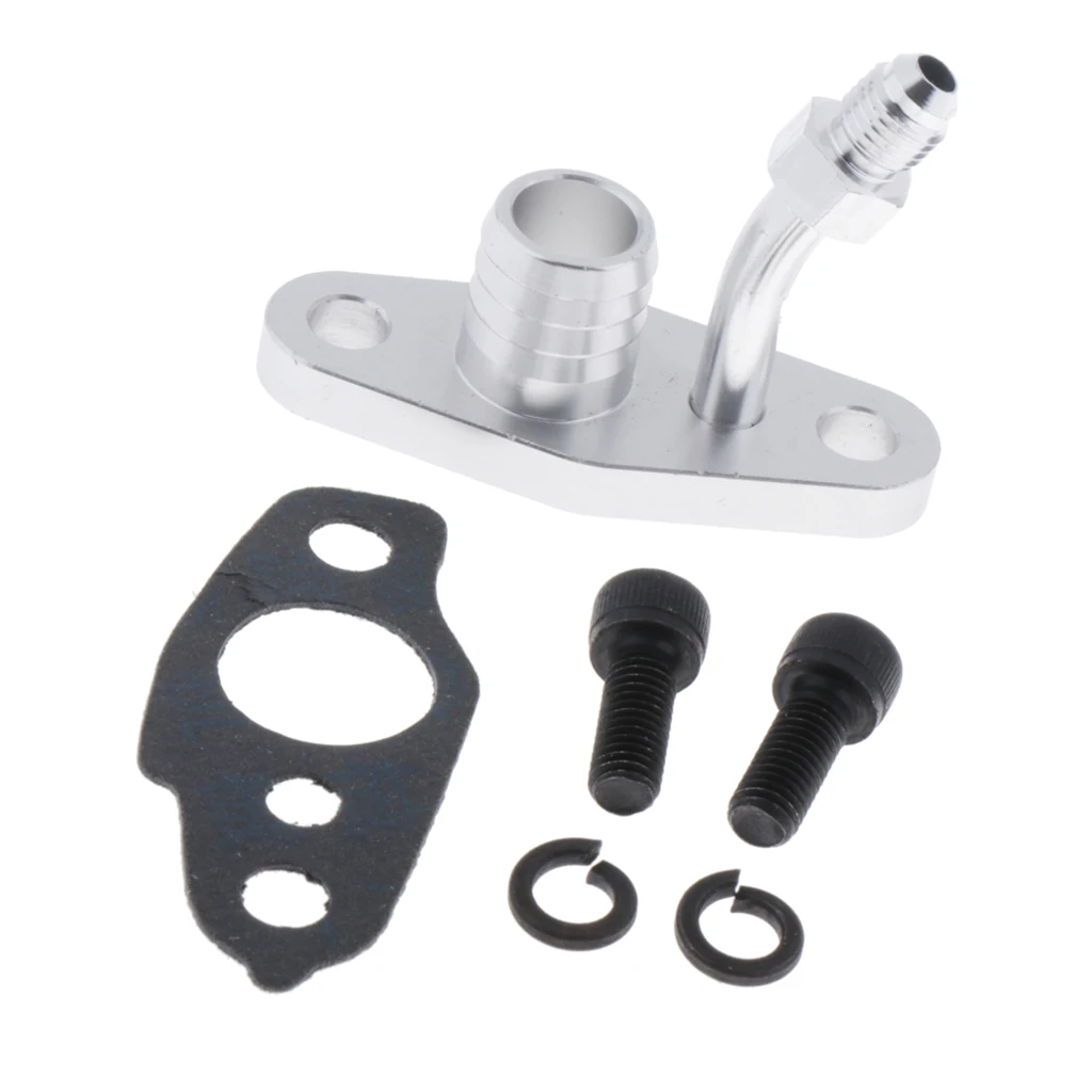 AN4 Fitting Turbo Oil Feed & Return Flange Kit with Gasket & Bolts For TOYOTA CT9/CT12/CT20/CT26 Turbochargers (Silver)