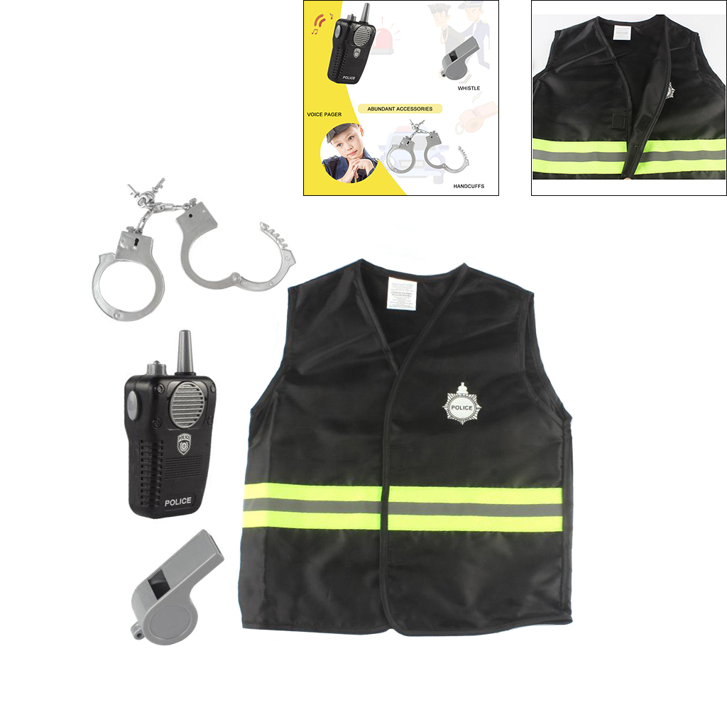 Cop Officer Police Costume Set Fancy Dress Up Preschool Toy Drama Props