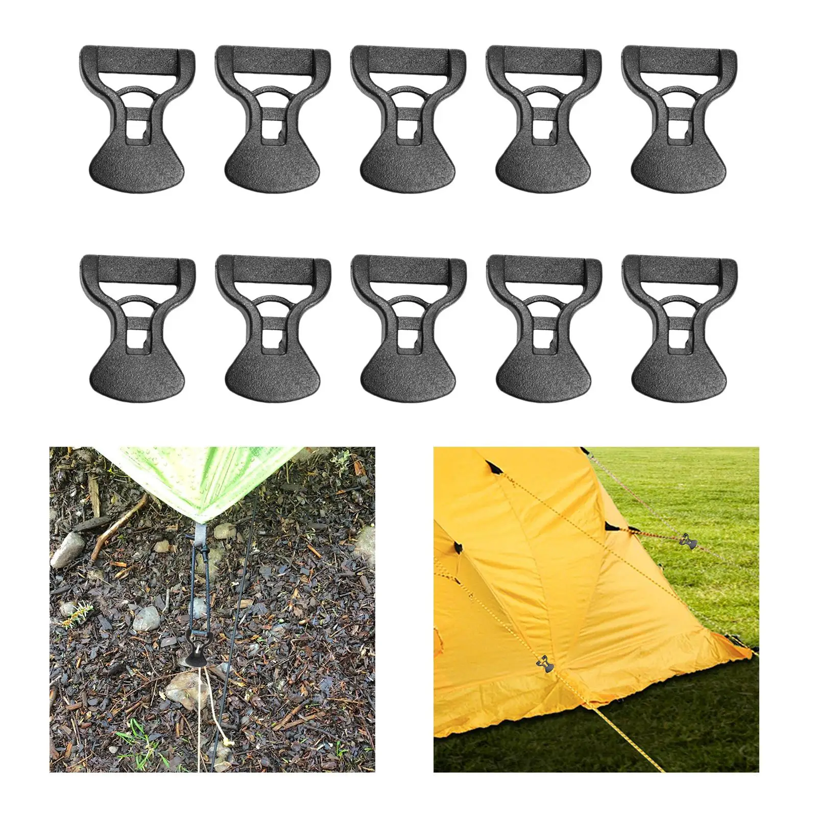 10Pcs Fixing Clip Tent Tarp Adjustment Buckle Anti-Slip for Hiking Outdoor Activity