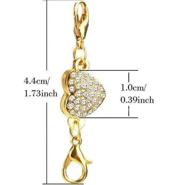 4 Sets Fashion Crystal Heart Magnetic Jewelry Clasps Findings Magnetic Lobster Clasps for Necklace Bracelets Anklets Connect