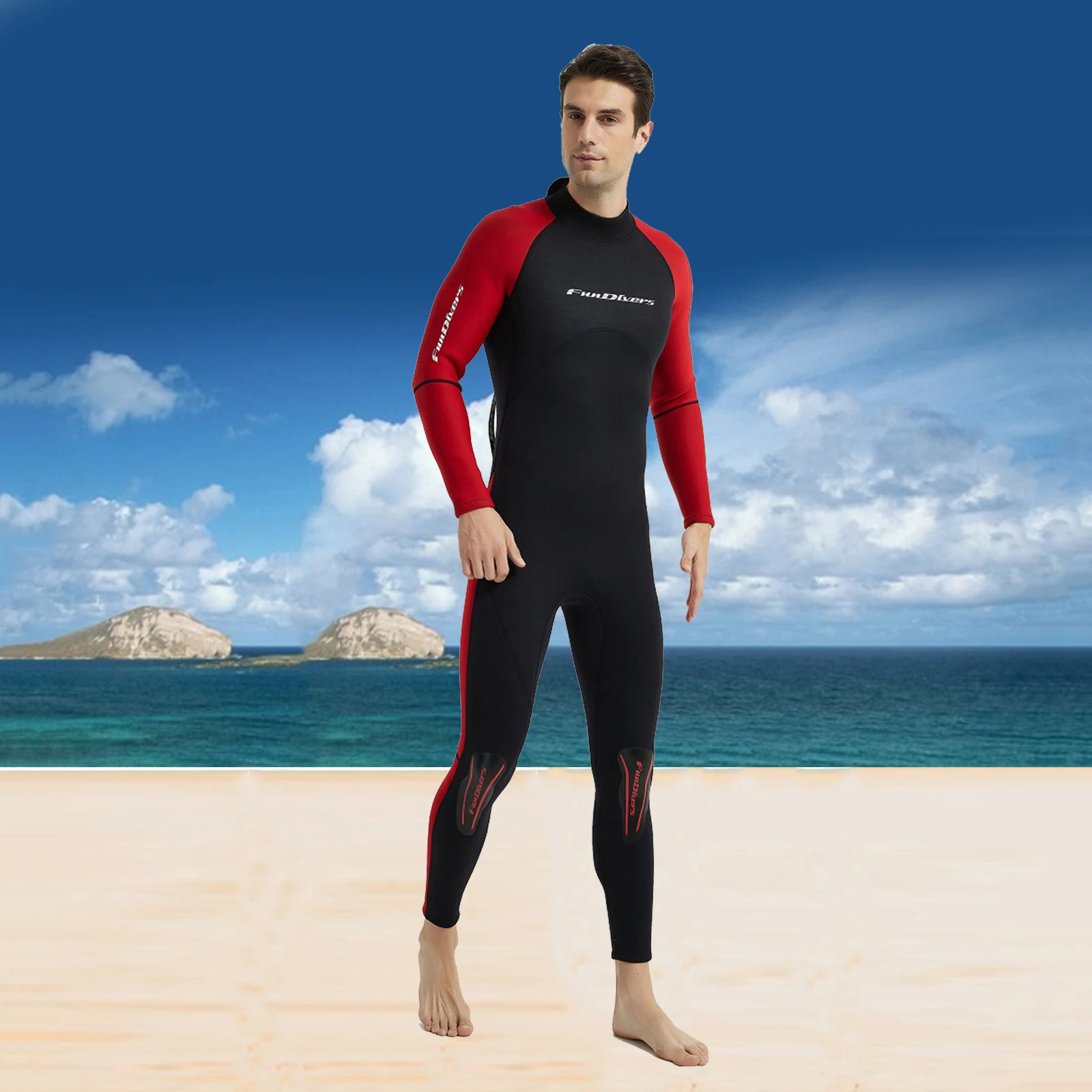 Super Stretch Neoprene Men Scuba Diving Wetsuit Full Body Diving Suit One Piece Long Sleeve Back Zip UPF 50+ for Surfing Scuba