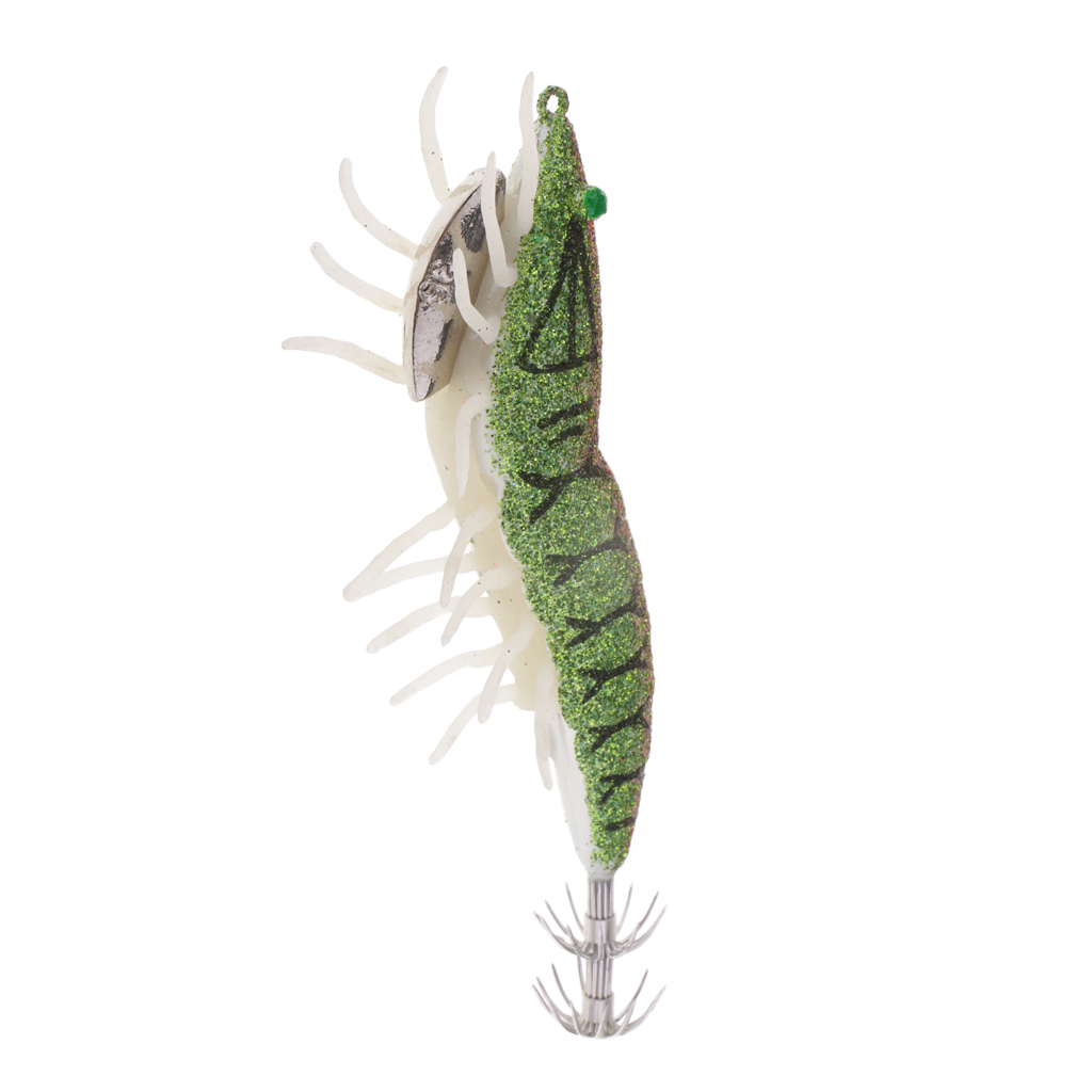Glow In Dark Squid Jig Hooks Shrimp Fishing Lures With Luminous Soft Leg