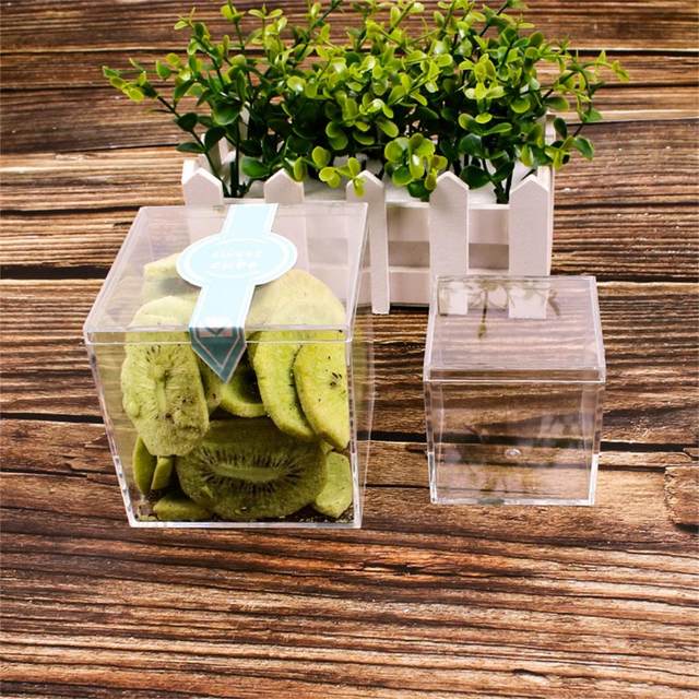 BIG SALES!!Square Cube 4pcs Clear Acrylic Storage Boxes Organizer Containers