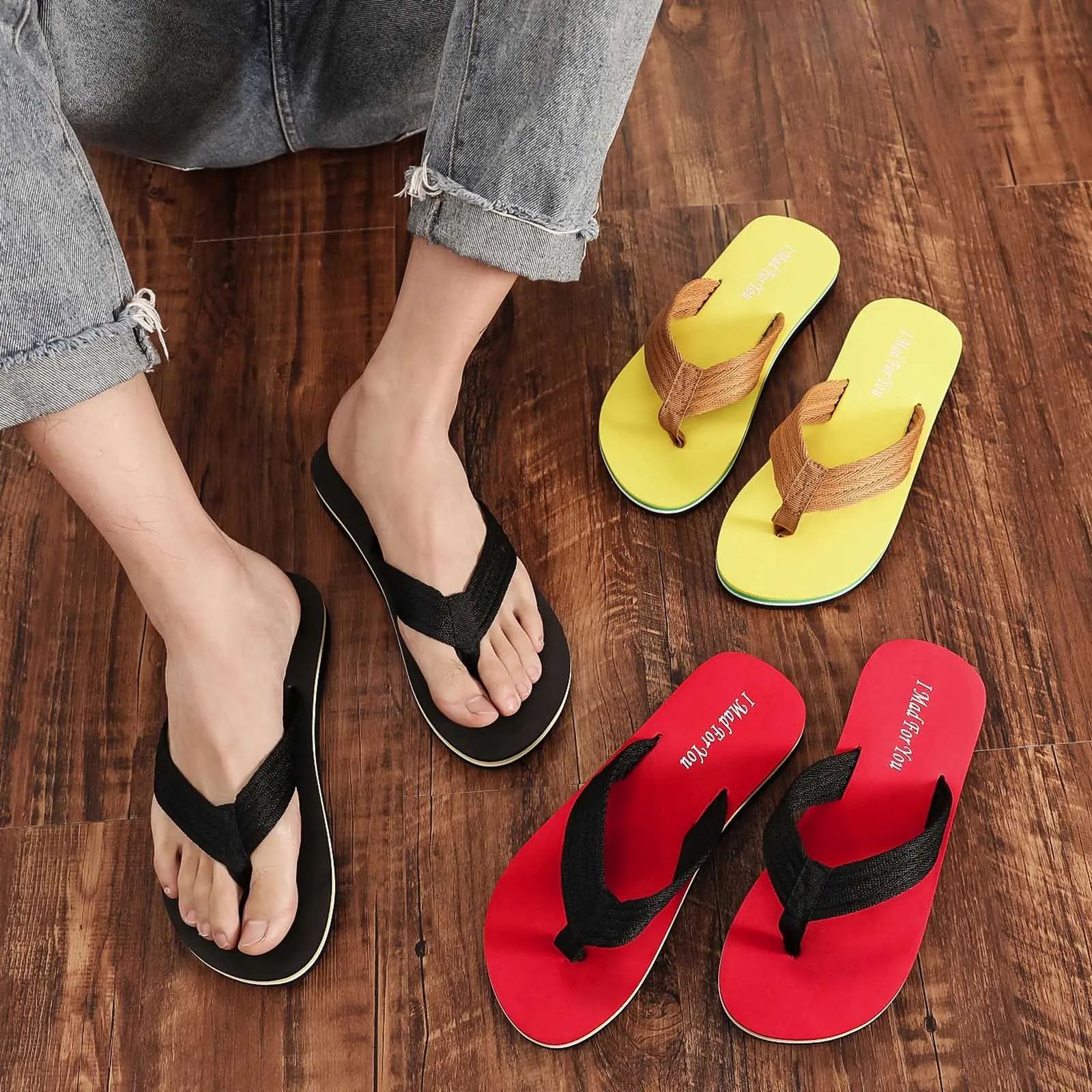 Women's Men's Summer Beach Flip Flops Slippers Casual Sandals Home Flat Shoes 