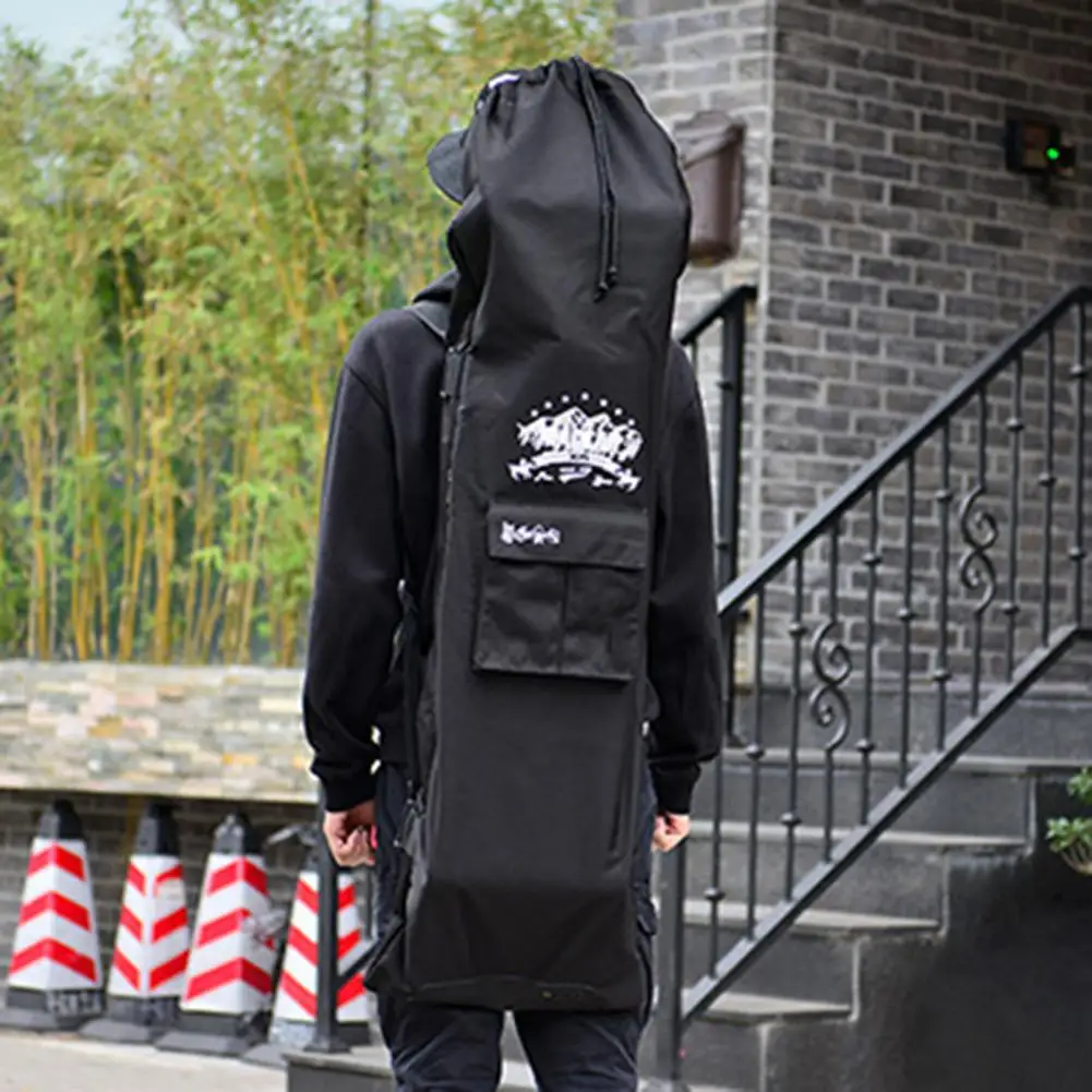 Longboard Backpack Thickened Black Oxford Cloth Single Shoulder Skateboard Bag 