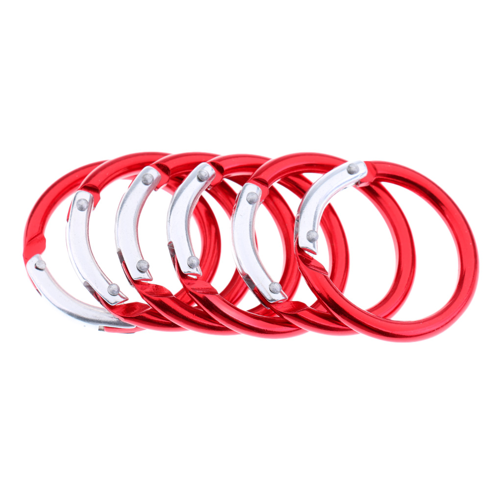 6 Piece Circle Round Aluminum Metal Spring Snap Clip Hook Keychain O-Ring Carabiner Buckle 38mm Diameter