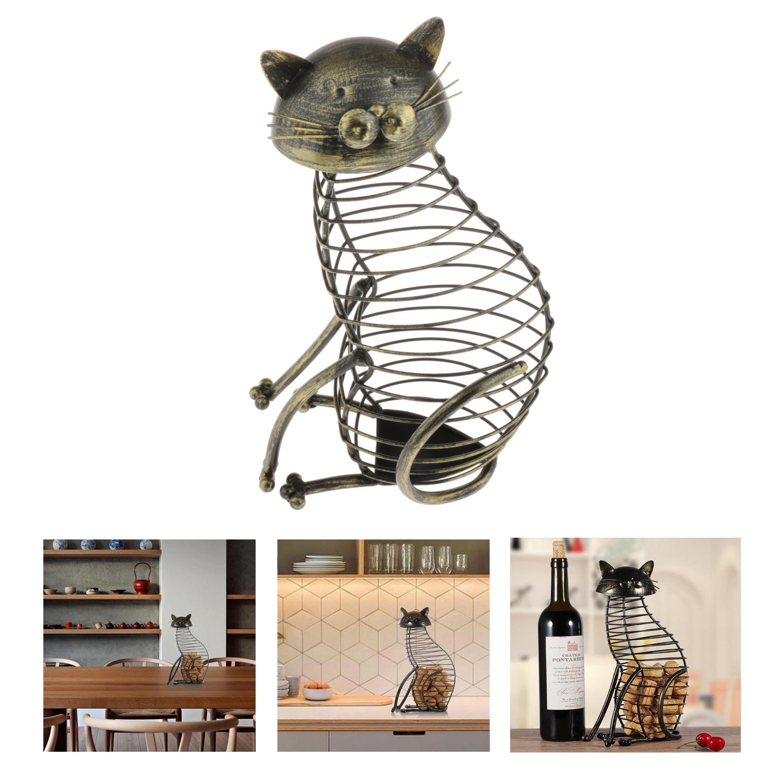 Vintage Decorative Design Metal Cat Shaped Wine Counter Cork Table