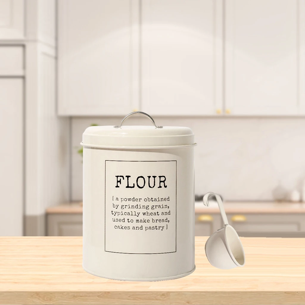 Metal Kitchen Food Rice Flour Storage Tin Jar 5L Farmhouse Container