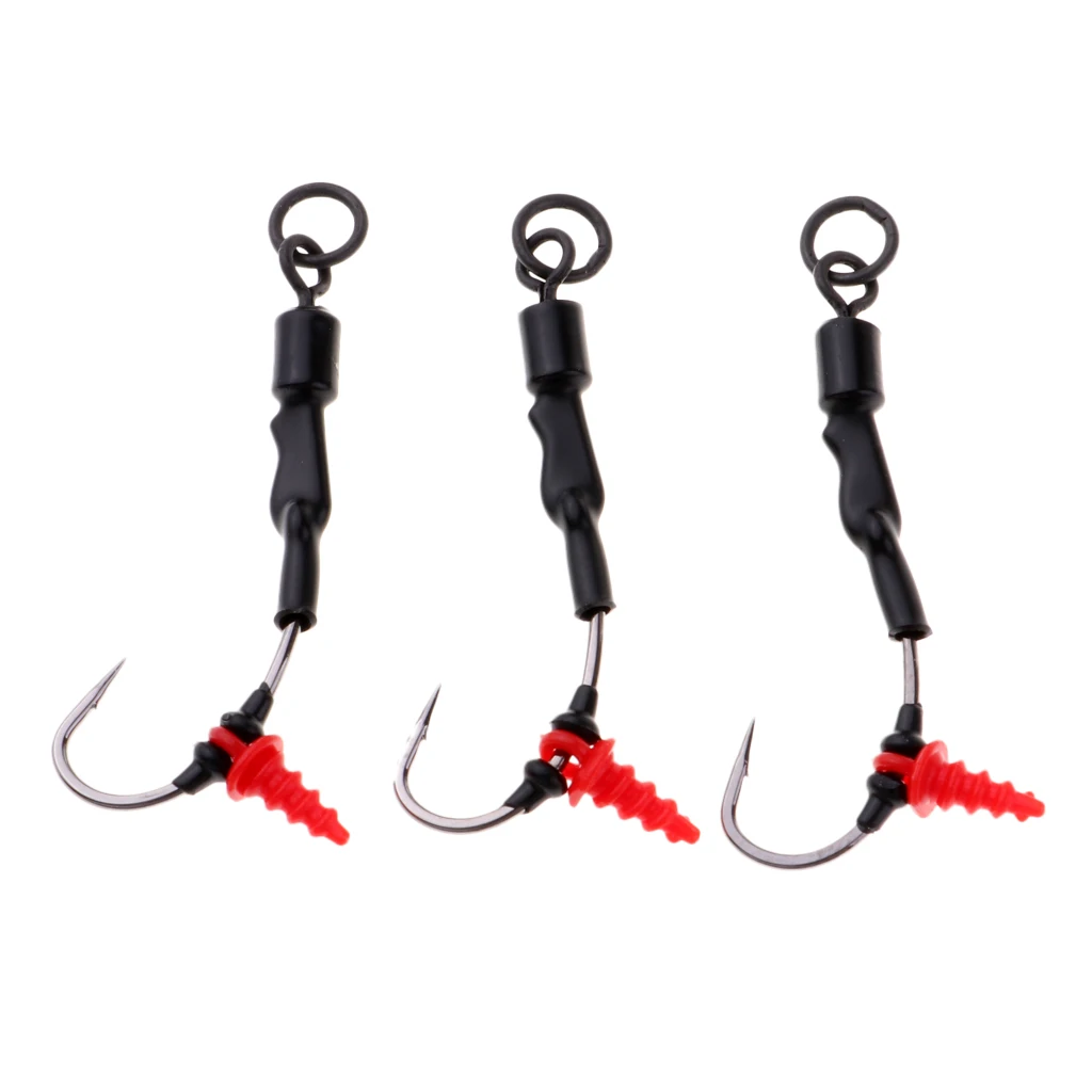 3pcs Carp Fishing Chod Rigs Ready Tied Chod Rigs Stiff Rigger Barbed Hooks