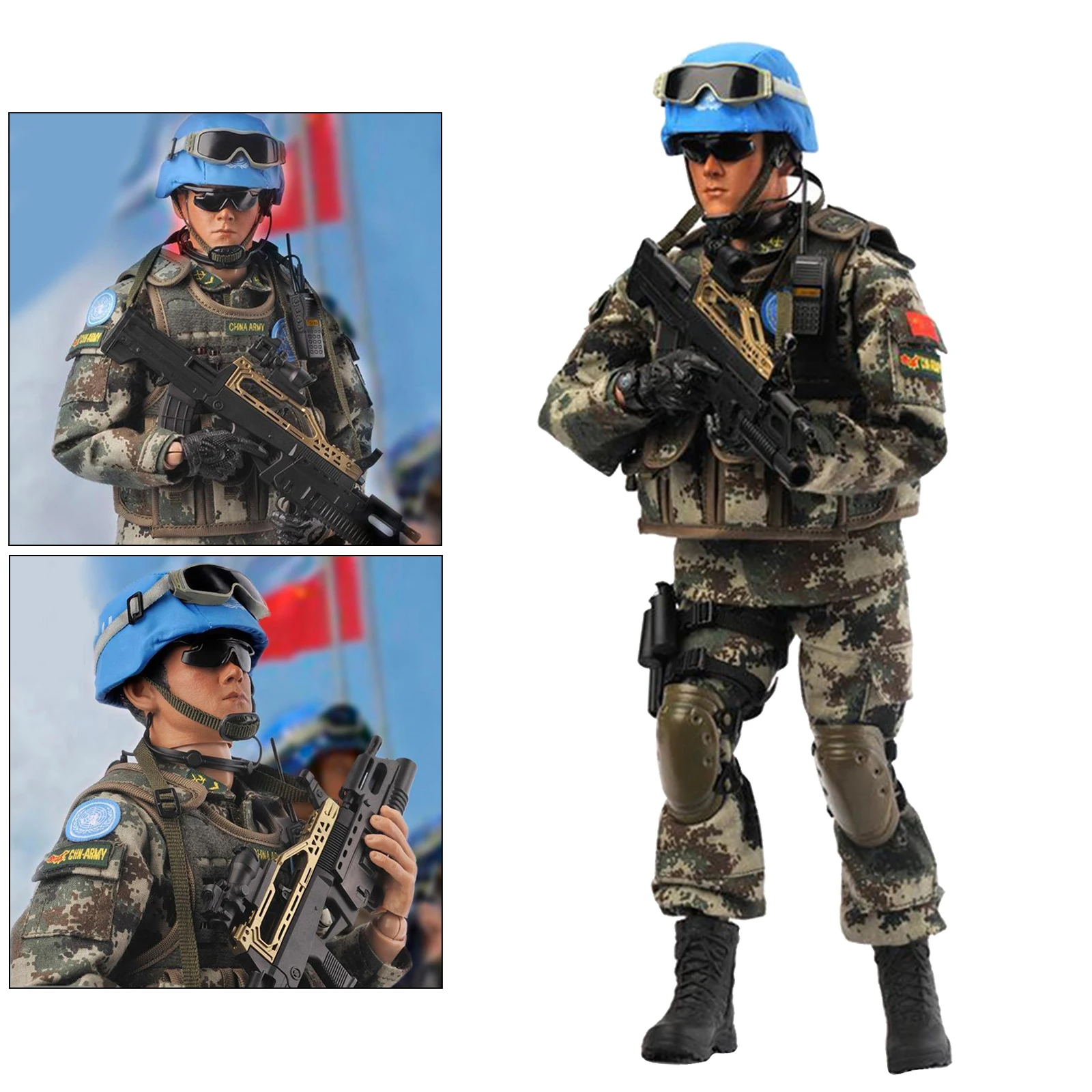 1/6 Scale Mini Jointed  Solider Model Peace Mission Chinese UN Peacekeeping Force Crops Army Soldier Home Desk Decoration