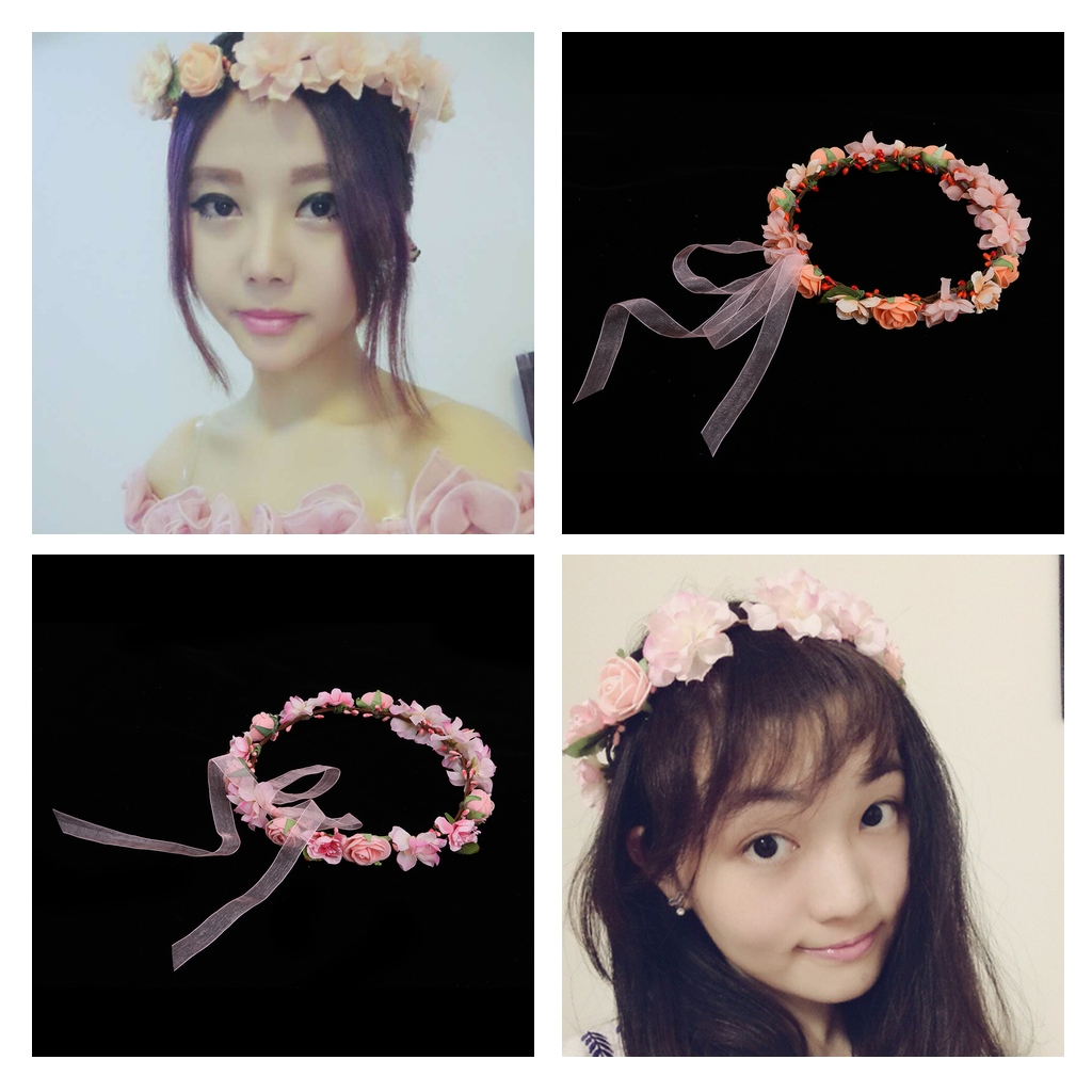 Floral Crown Headband Wedding Garland Bridal Floral Wreath Hairband for Women Girl Hair Decoration