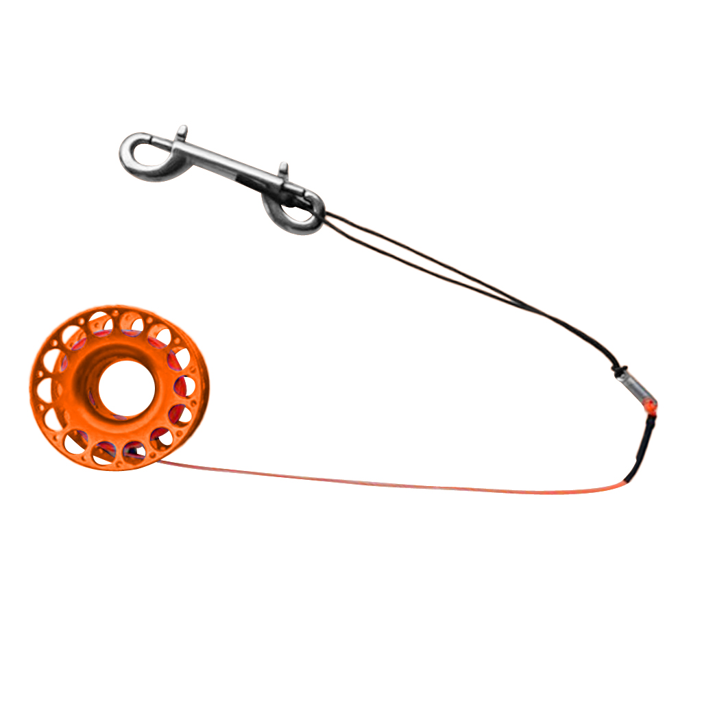 Scuba Diving Aluminum Alloy Finger Reel Spool w/ 30m High Visibility Line Snap Underwater Gear Equipment