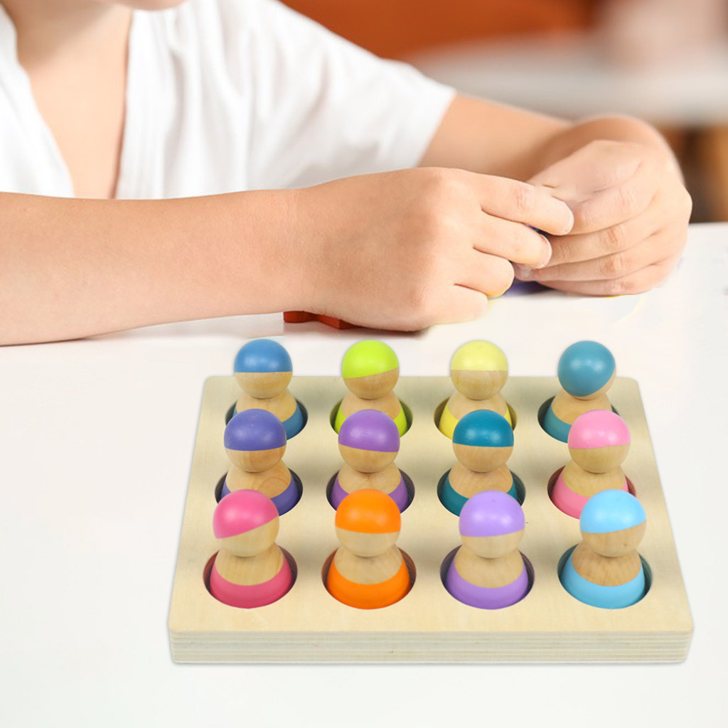 Wooden Mini Dolls Toys Montessori Toys Toddlers People Figures Shape Preschool Learning Educational Toys