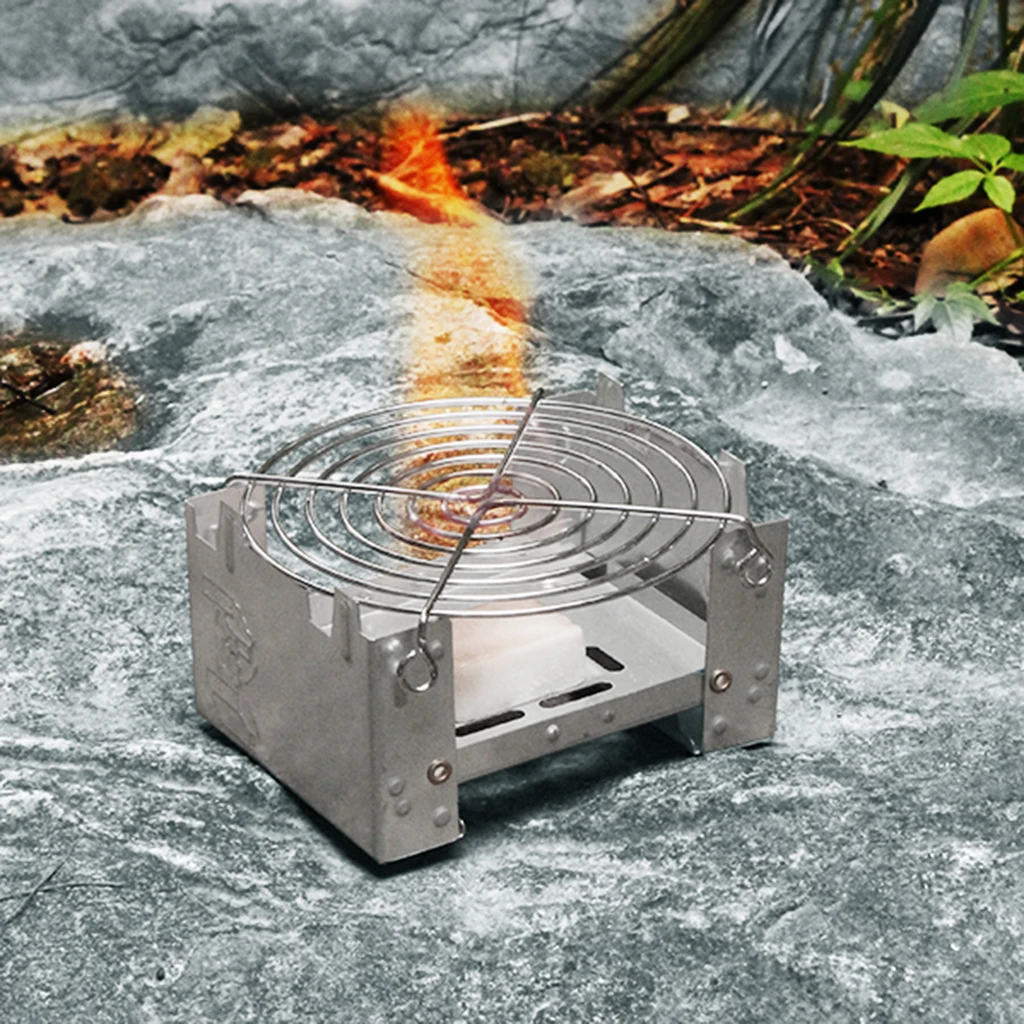 Stainless Steel Portable Alcohol Stove Heater Stainless Steel Camping Spirit Burner Cooker 9.5x7.5x5cm