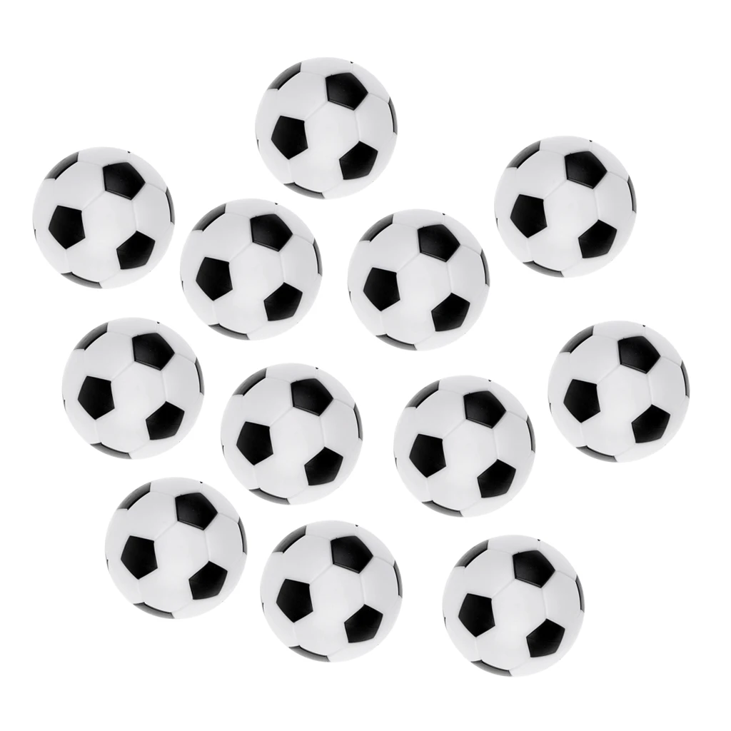 12pcs 36mm Black and White Soccer Table Foosball Balls Footballs Replacement Balls Table Game Accessories